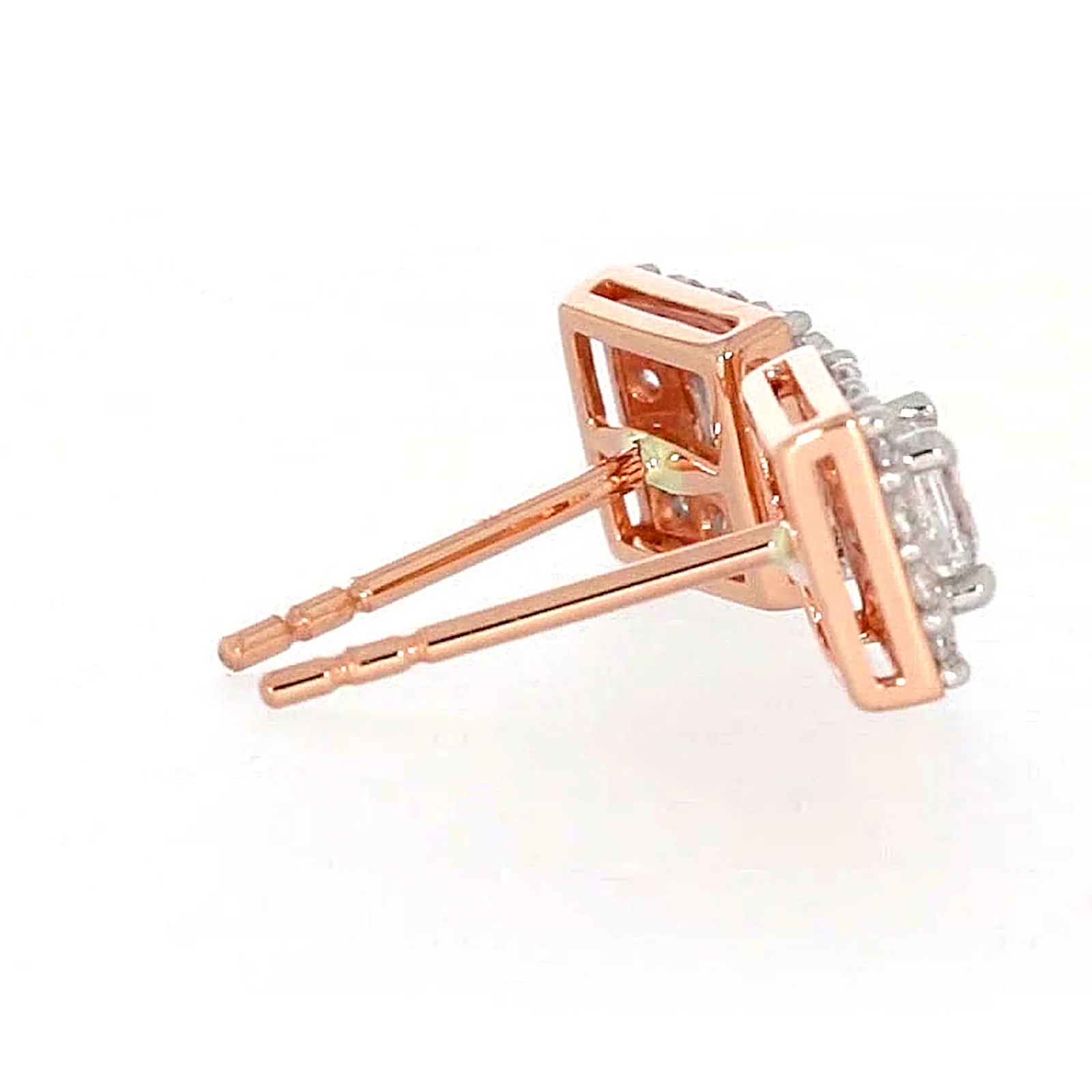 HUSH 9ct Rose Gold Princess & Round Brilliant Cut with 1/2 CARAT tw of Diamond Simulants Stud Earrings - Image 54