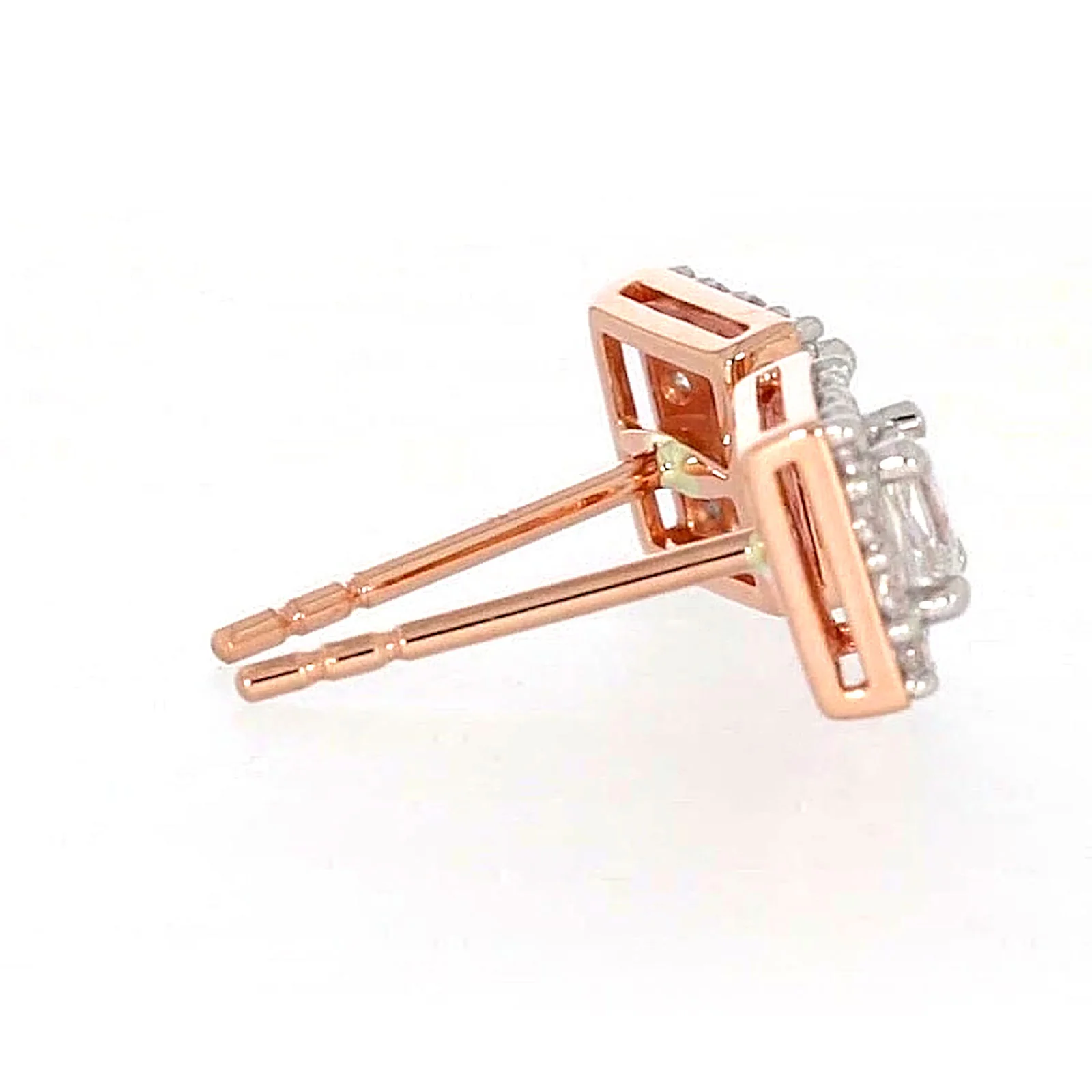 HUSH 9ct Rose Gold Princess & Round Brilliant Cut with 1/2 CARAT tw of Diamond Simulants Stud Earrings - Image 55