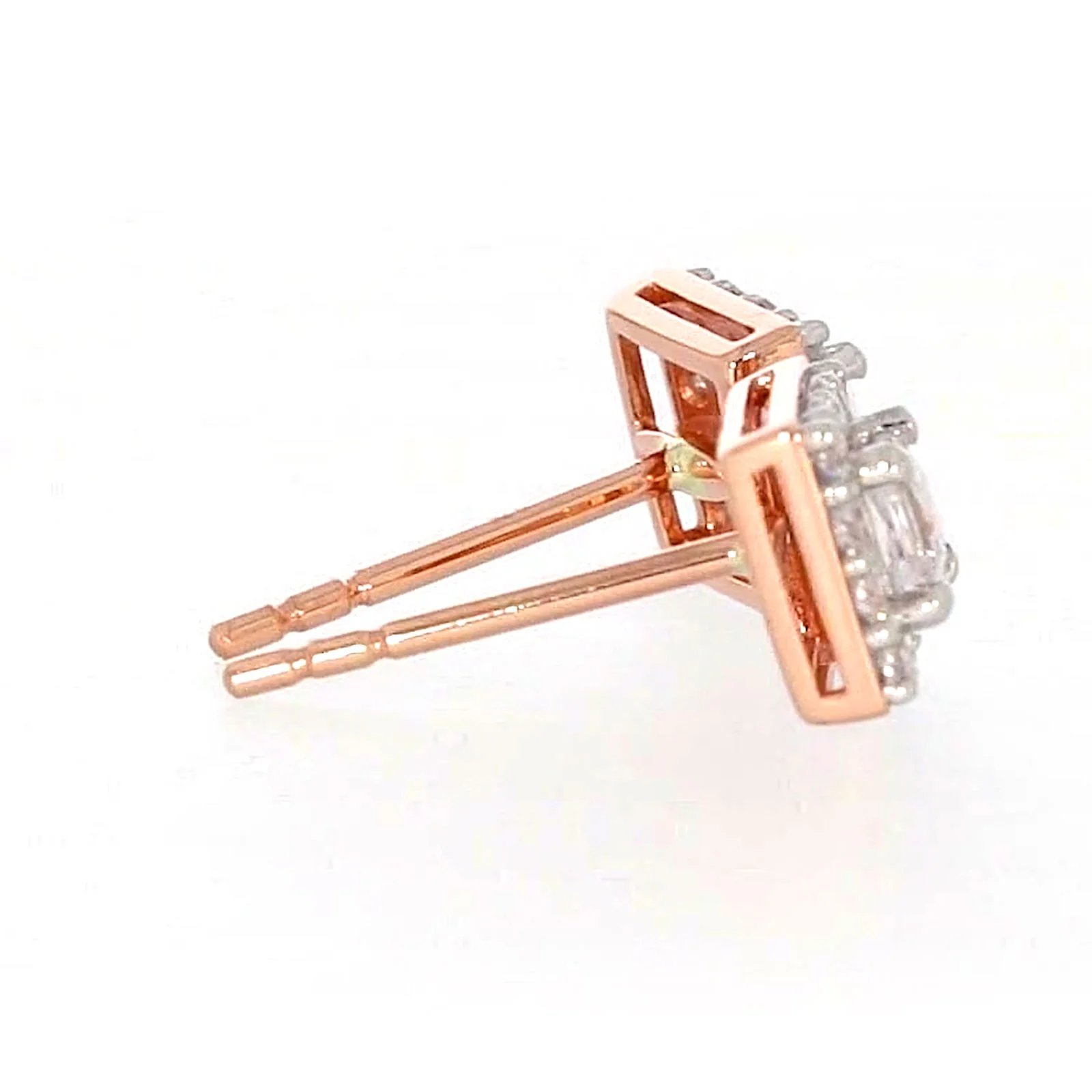 HUSH 9ct Rose Gold Princess & Round Brilliant Cut with 1/2 CARAT tw of Diamond Simulants Stud Earrings - Image 56