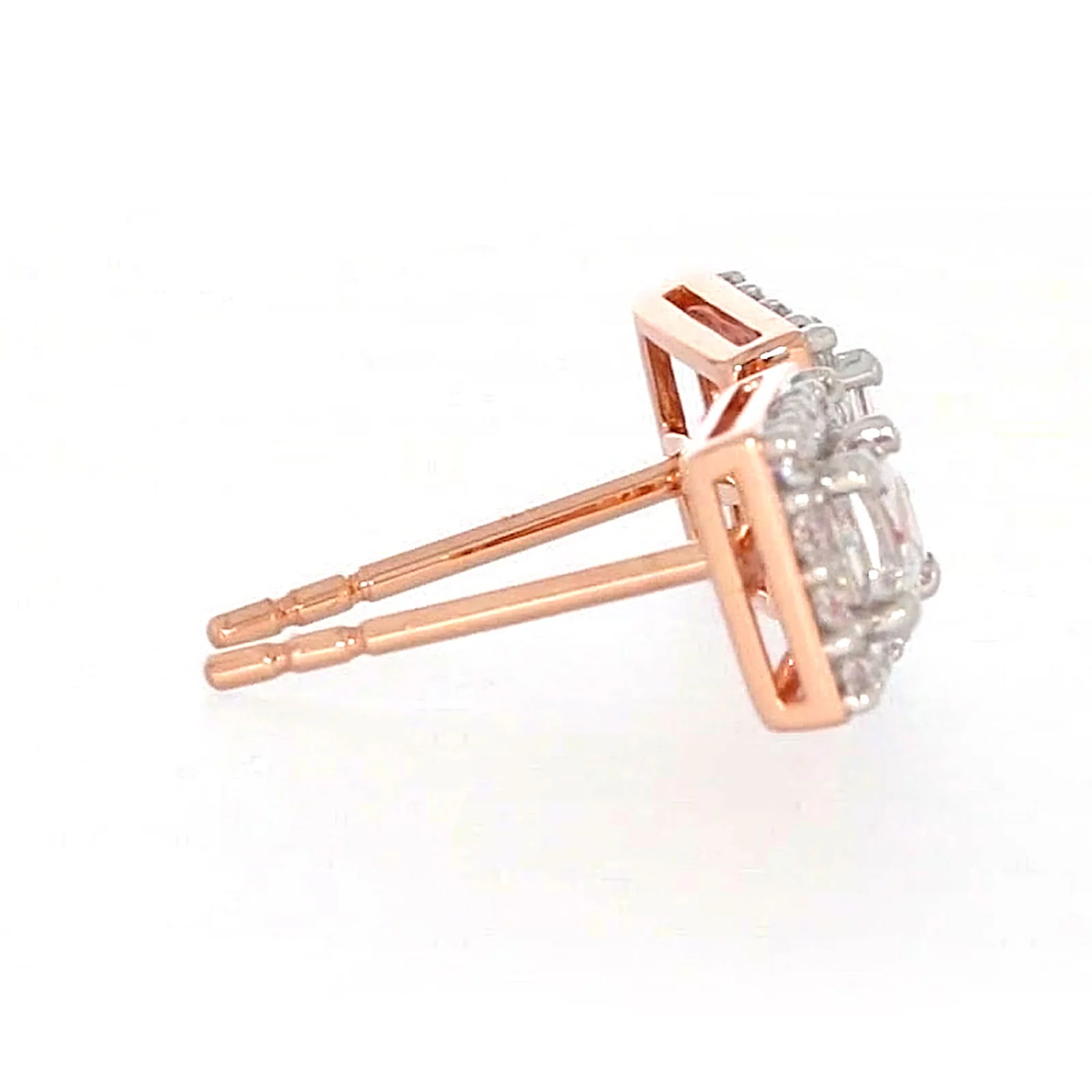 HUSH 9ct Rose Gold Princess & Round Brilliant Cut with 1/2 CARAT tw of Diamond Simulants Stud Earrings - Image 57
