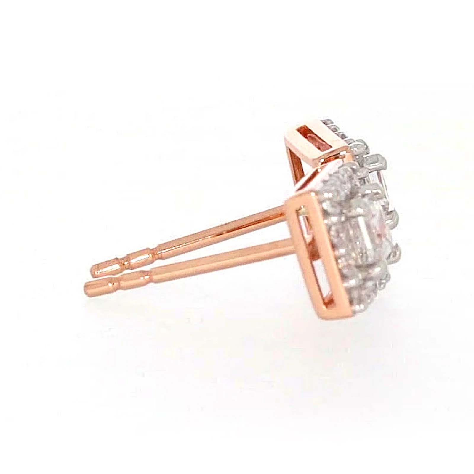 HUSH 9ct Rose Gold Princess & Round Brilliant Cut with 1/2 CARAT tw of Diamond Simulants Stud Earrings - Image 58