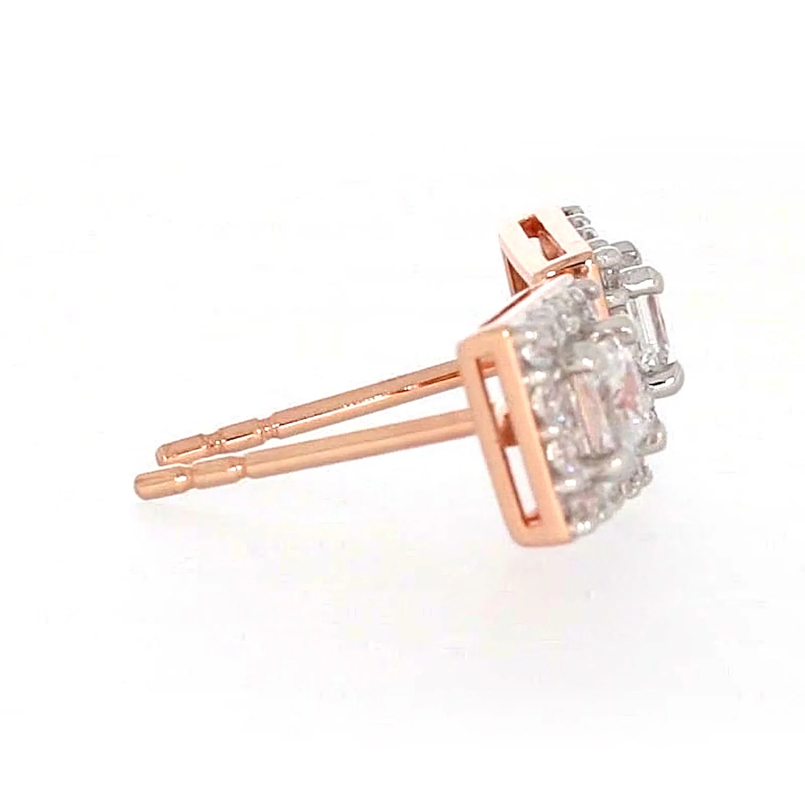 HUSH 9ct Rose Gold Princess & Round Brilliant Cut with 1/2 CARAT tw of Diamond Simulants Stud Earrings - Image 59