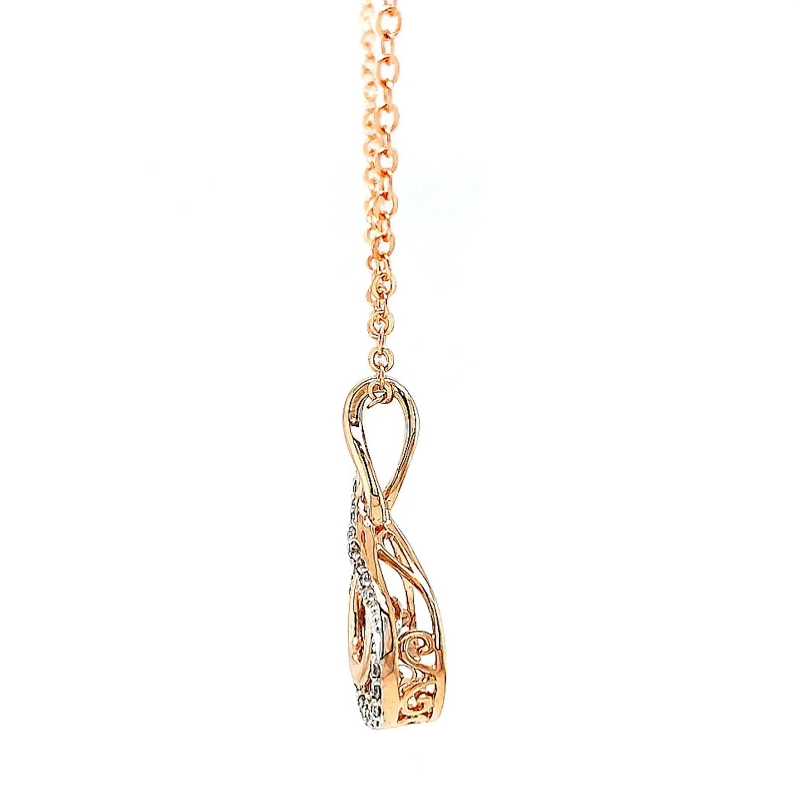 9ct Rose Gold Round Brilliant Cut Dancing Diamond with 0.25 Carat tw of Diamond Pendant - Image 20