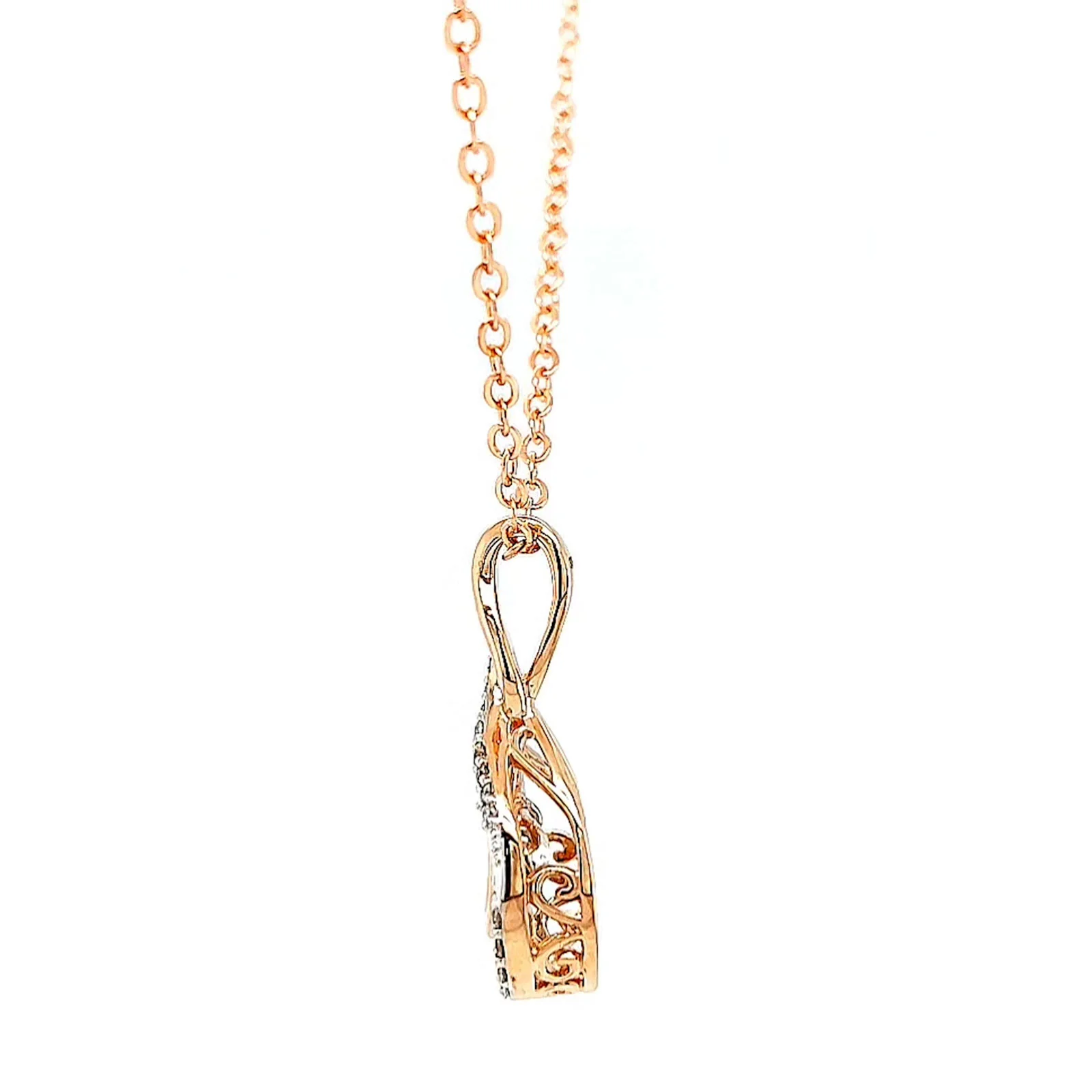 9ct Rose Gold Round Brilliant Cut Dancing Diamond with 0.25 Carat tw of Diamond Pendant - Image 22
