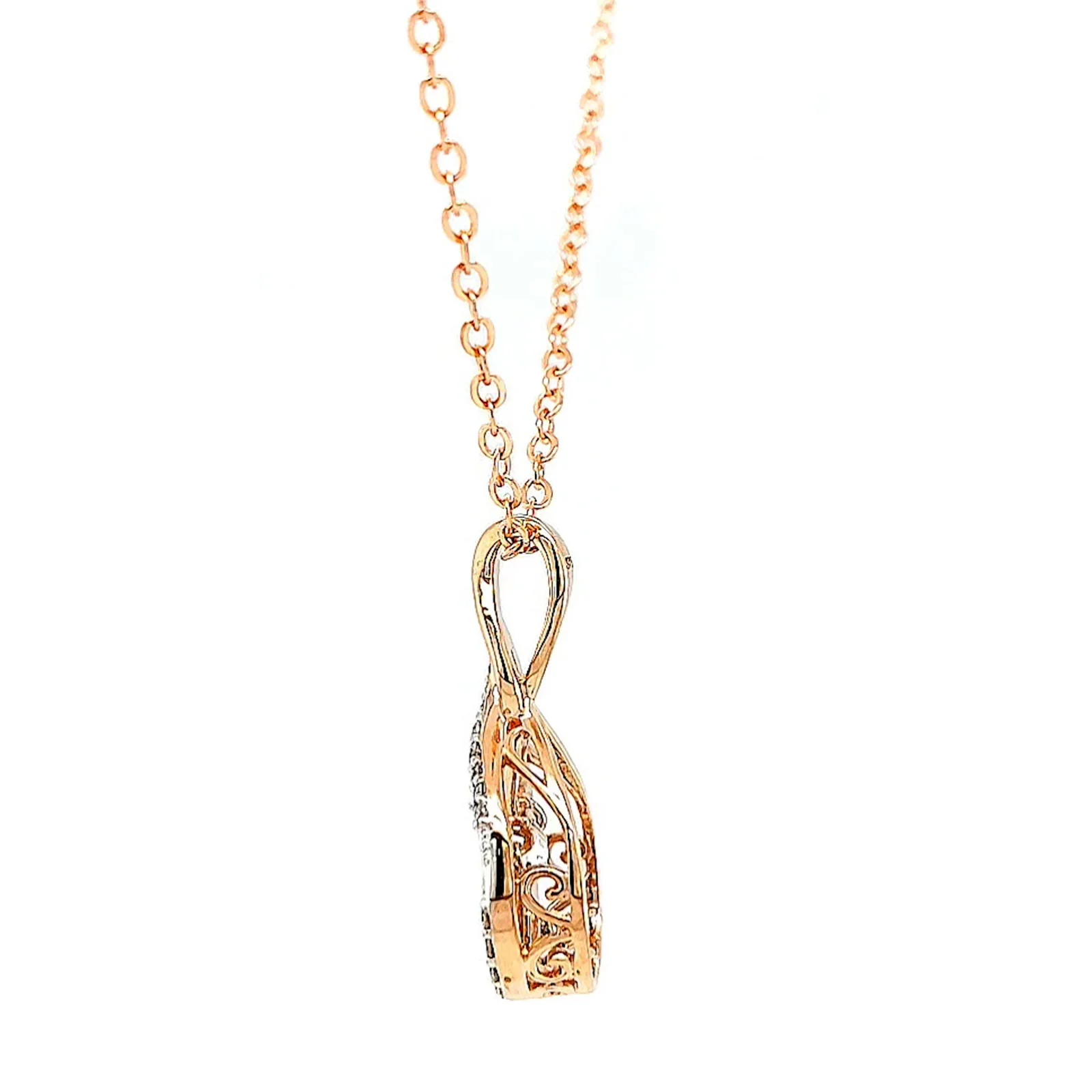 9ct Rose Gold Round Brilliant Cut Dancing Diamond with 0.25 Carat tw of Diamond Pendant - Image 23