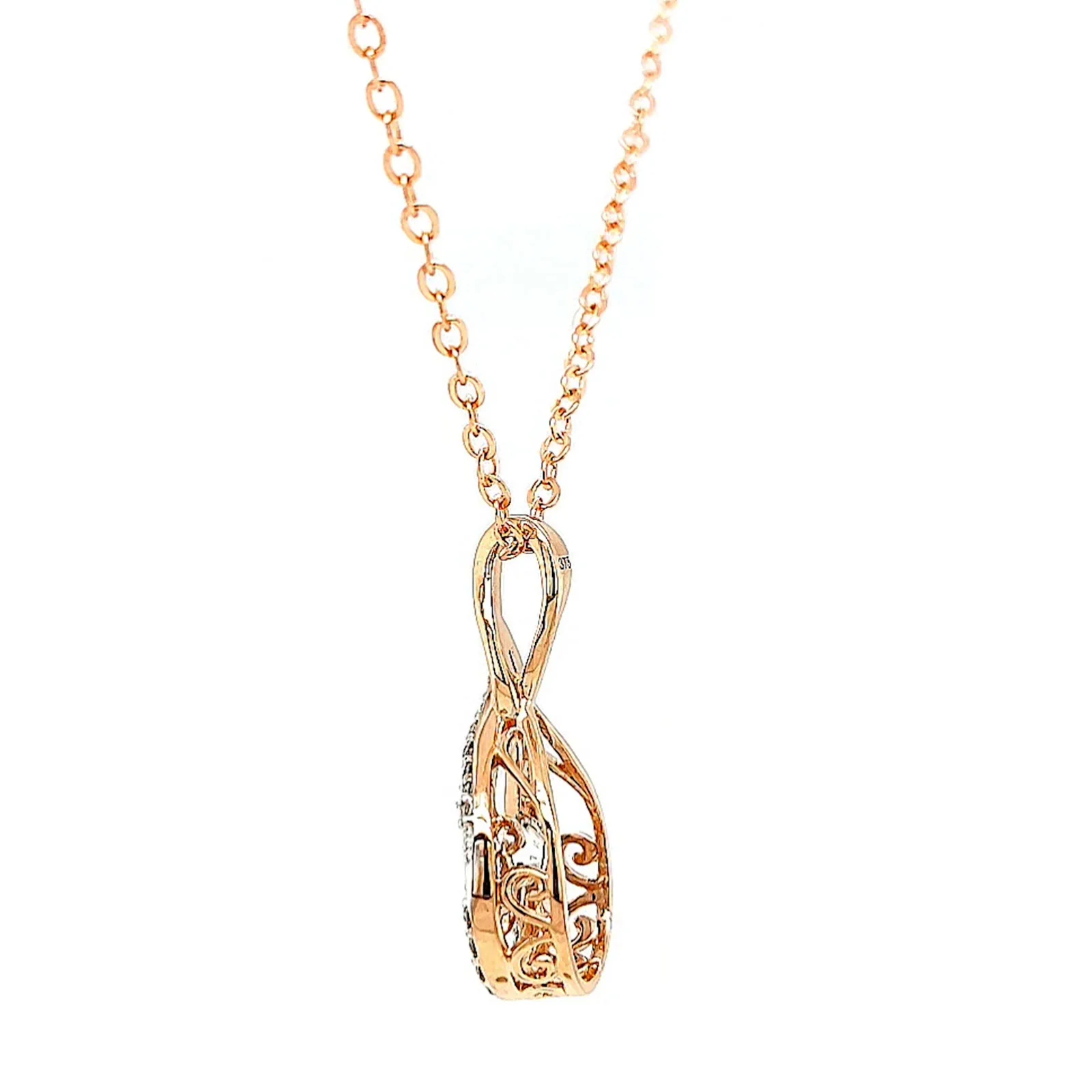 9ct Rose Gold Round Brilliant Cut Dancing Diamond with 0.25 Carat tw of Diamond Pendant - Image 25