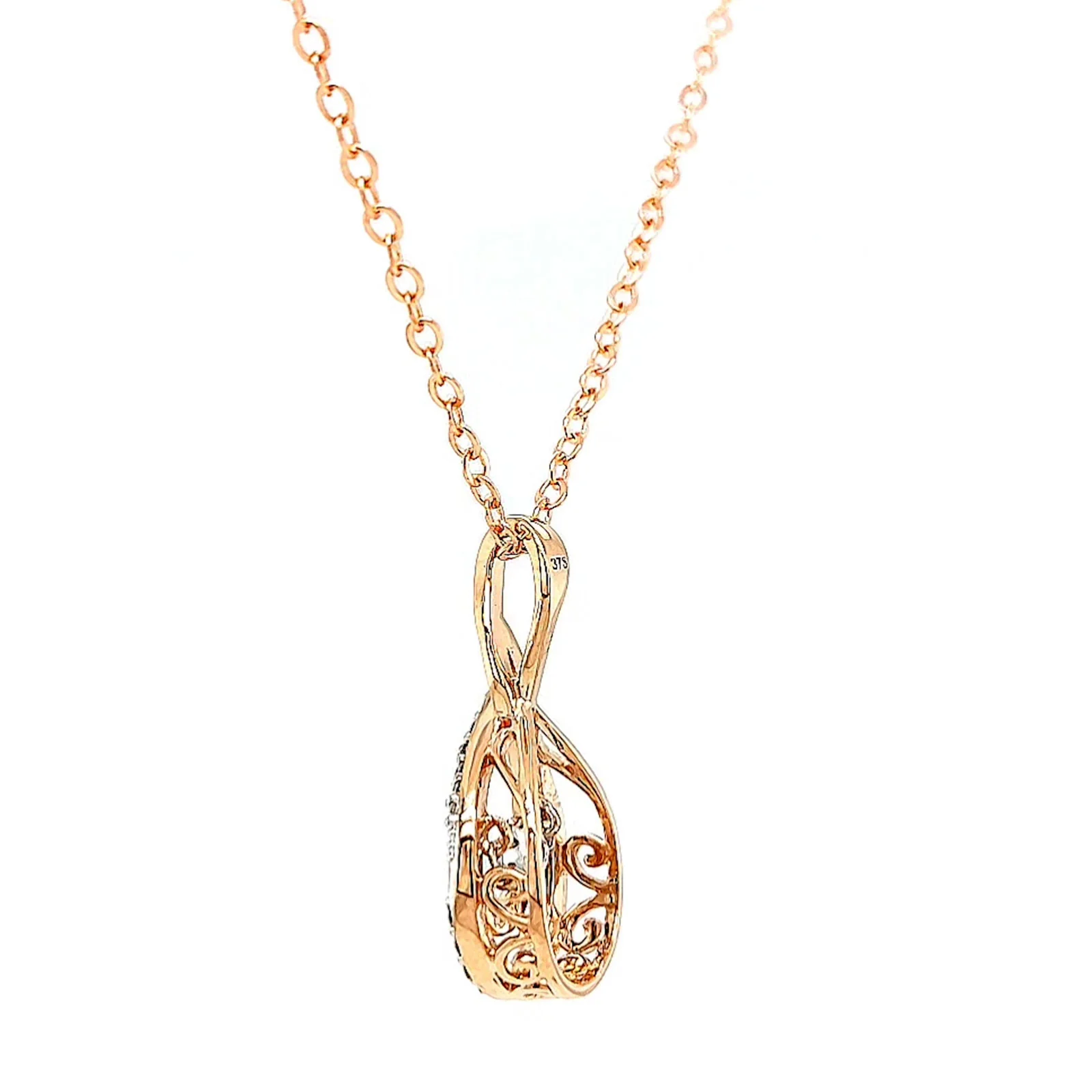9ct Rose Gold Round Brilliant Cut Dancing Diamond with 0.25 Carat tw of Diamond Pendant - Image 27