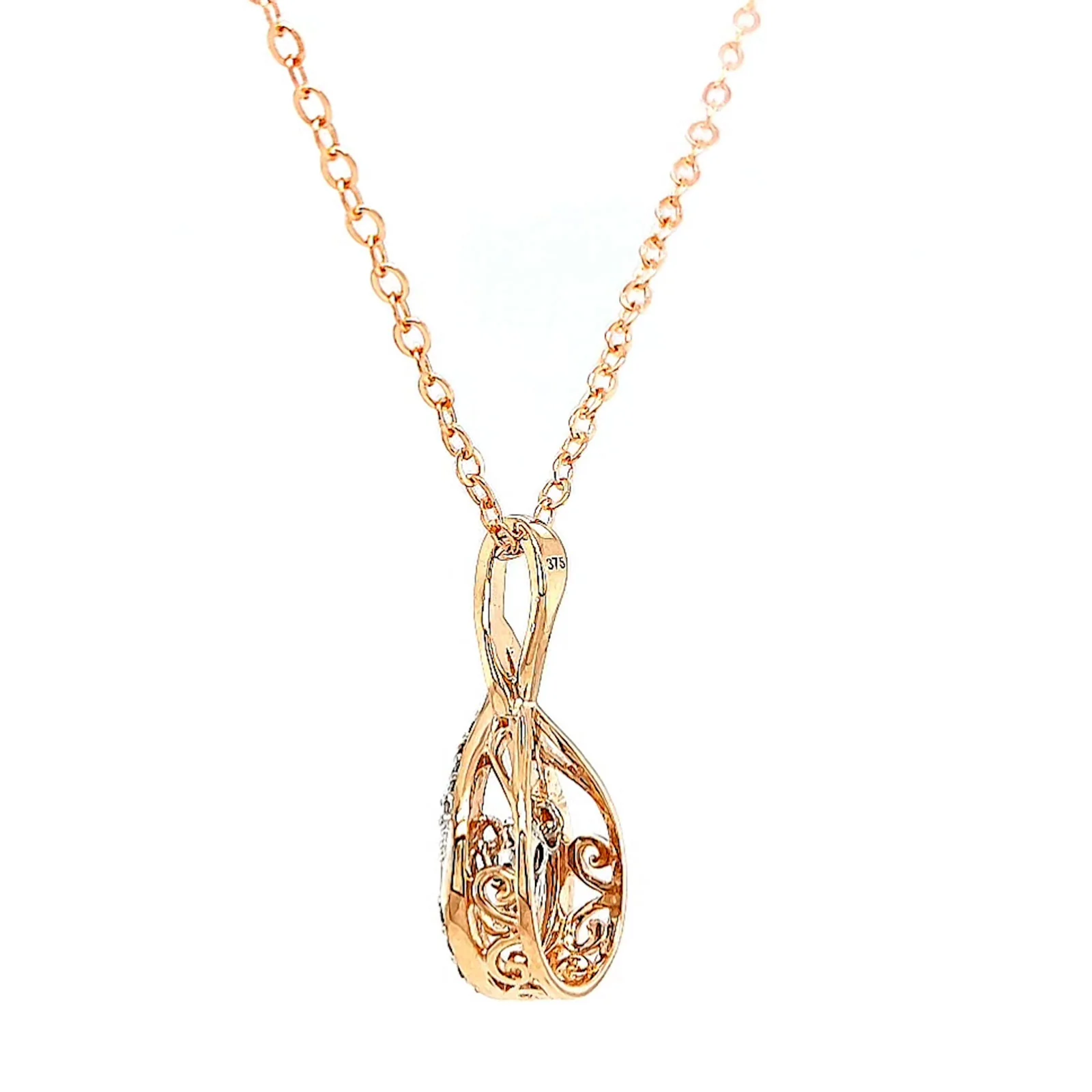 9ct Rose Gold Round Brilliant Cut Dancing Diamond with 0.25 Carat tw of Diamond Pendant - Image 28