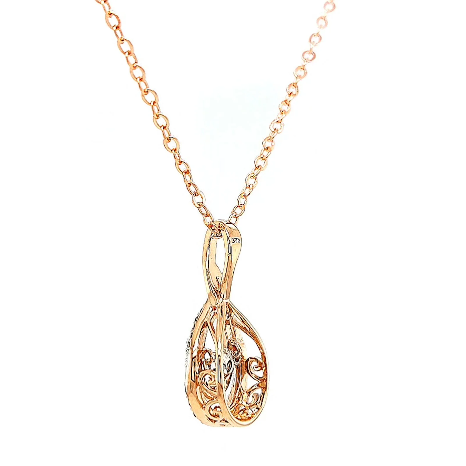 9ct Rose Gold Round Brilliant Cut Dancing Diamond with 0.25 Carat tw of Diamond Pendant - Image 29