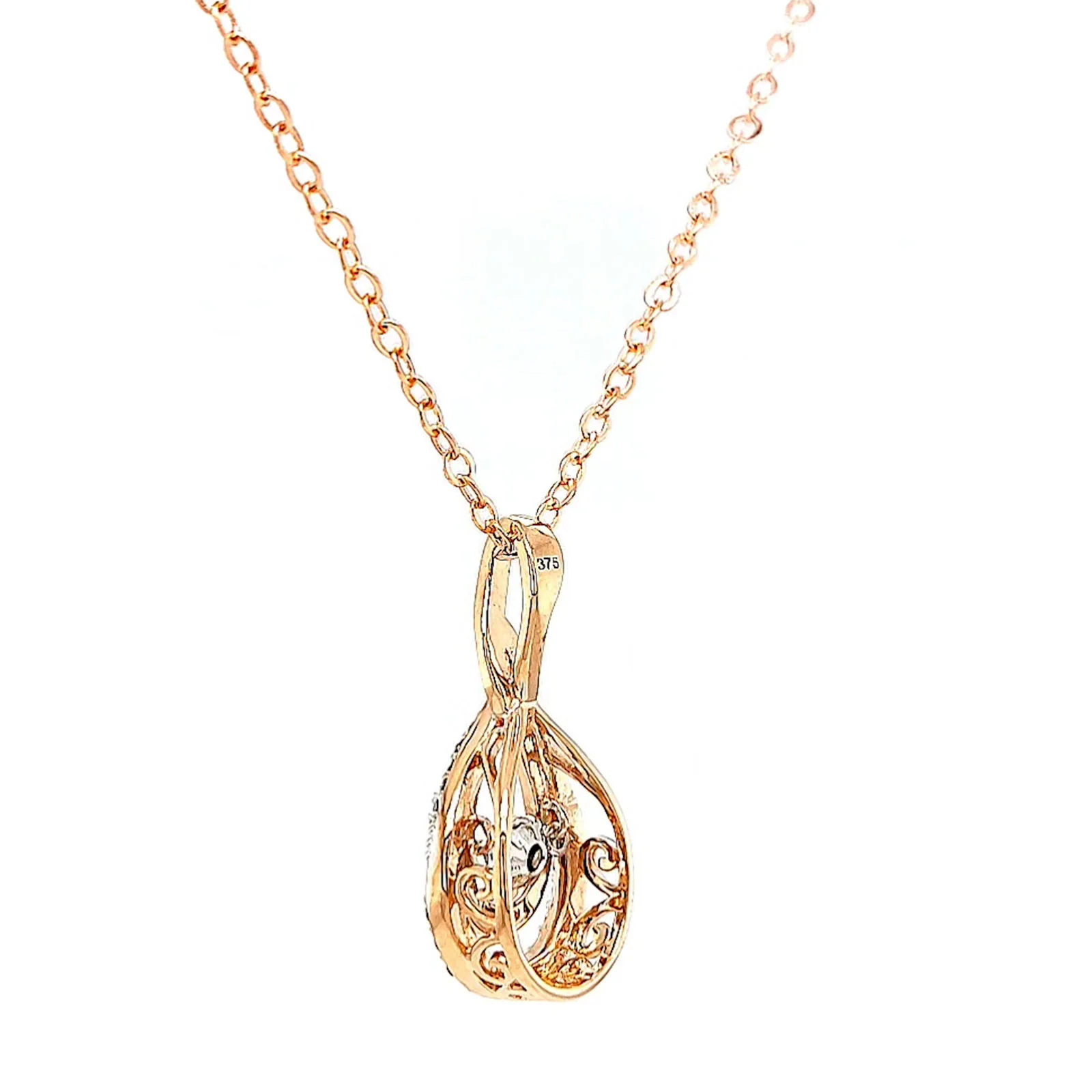 9ct Rose Gold Round Brilliant Cut Dancing Diamond with 0.25 Carat tw of Diamond Pendant - Image 30
