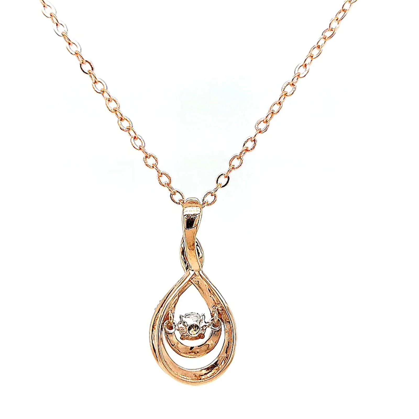 9ct Rose Gold Round Brilliant Cut Dancing Diamond with 0.25 Carat tw of Diamond Pendant - Image 39