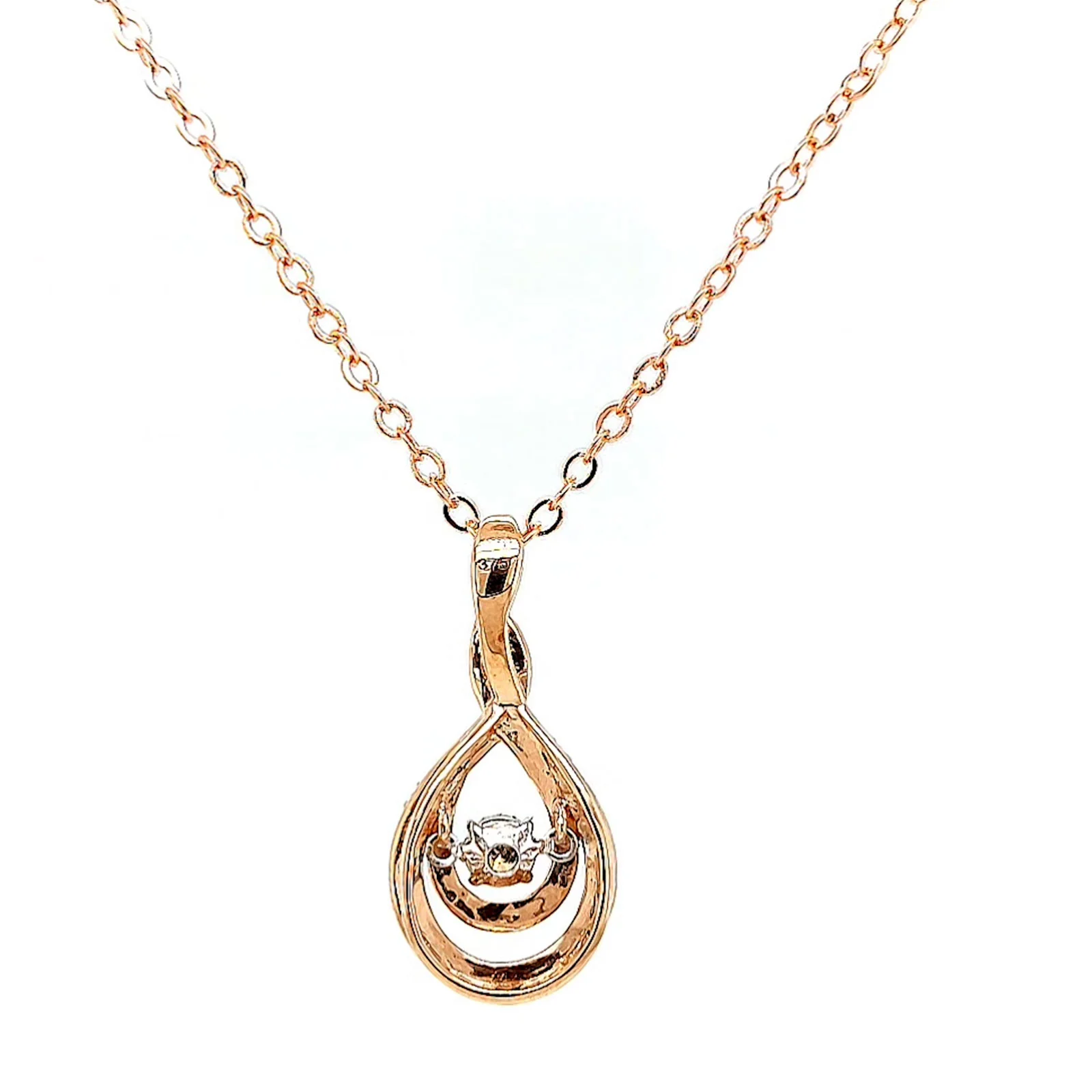 9ct Rose Gold Round Brilliant Cut Dancing Diamond with 0.25 Carat tw of Diamond Pendant - Image 40