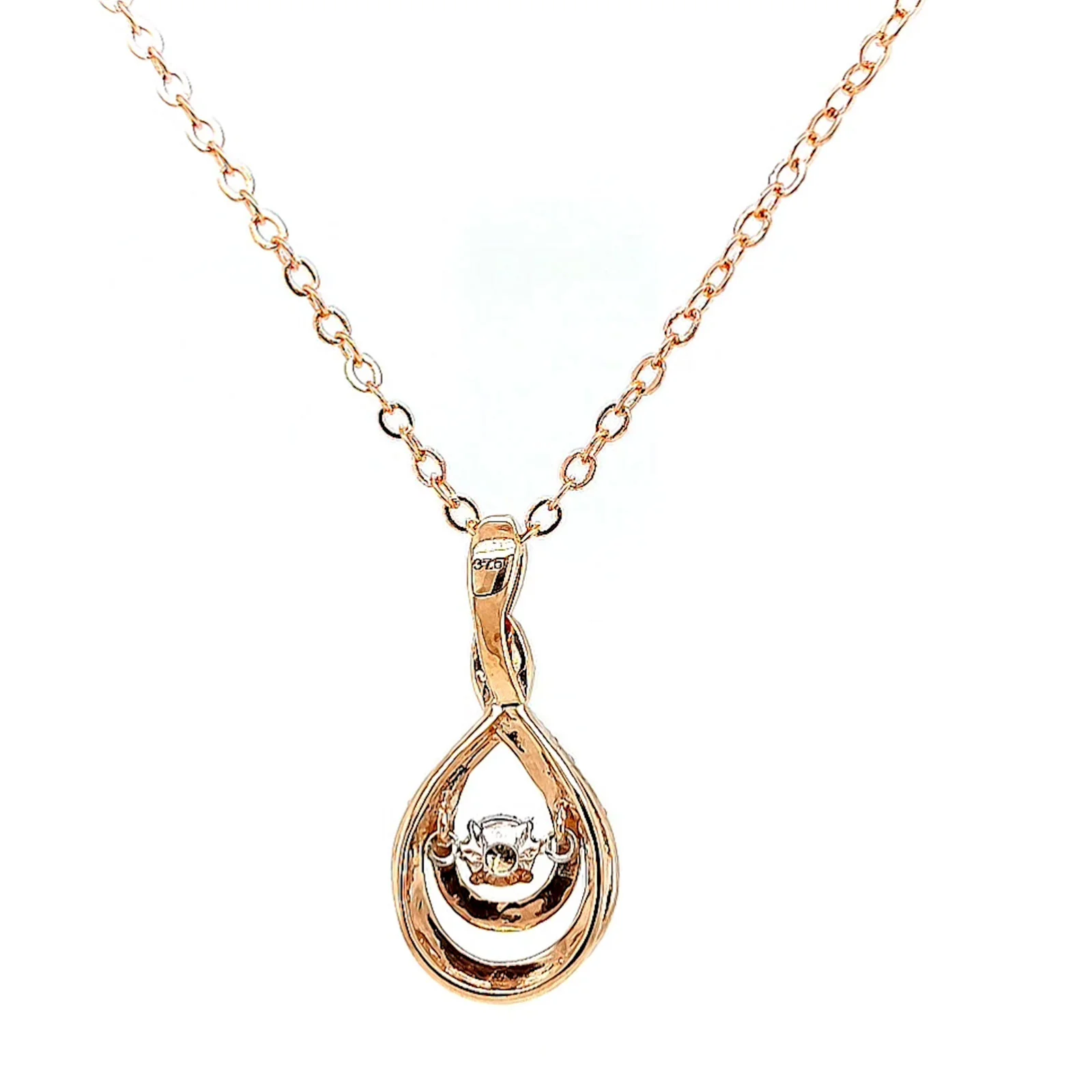 9ct Rose Gold Round Brilliant Cut Dancing Diamond with 0.25 Carat tw of Diamond Pendant - Image 41