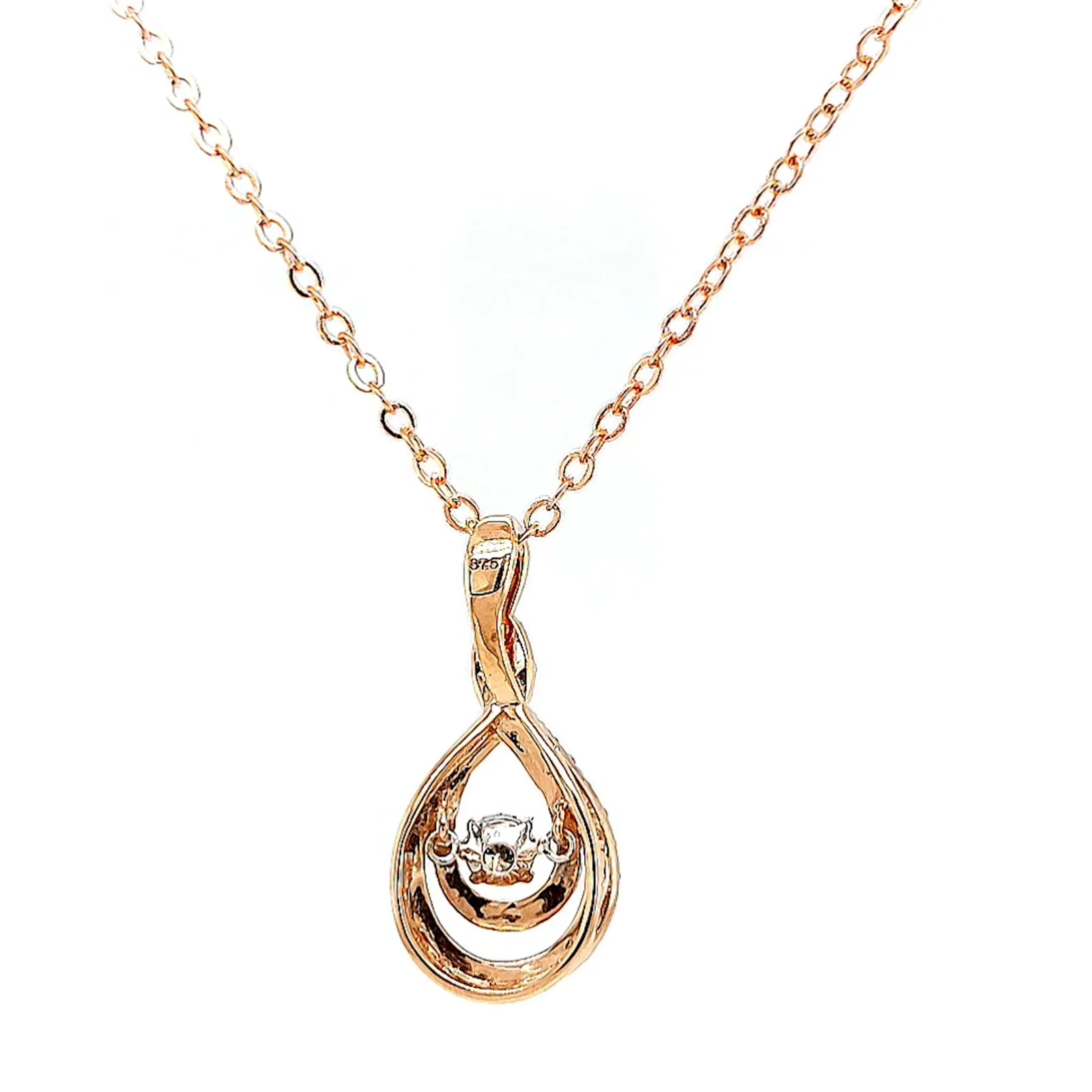 9ct Rose Gold Round Brilliant Cut Dancing Diamond with 0.25 Carat tw of Diamond Pendant - Image 42