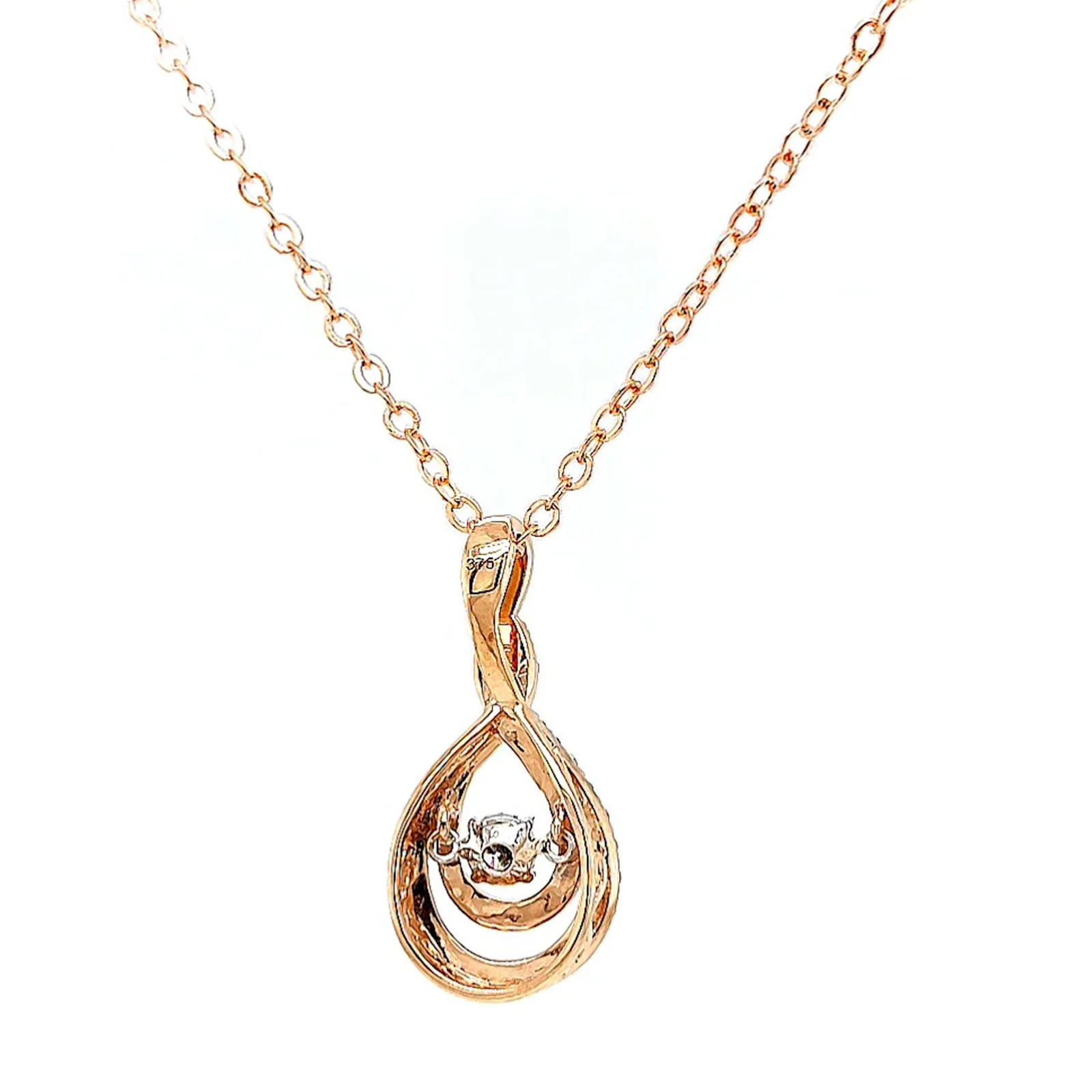 9ct Rose Gold Round Brilliant Cut Dancing Diamond with 0.25 Carat tw of Diamond Pendant - Image 43