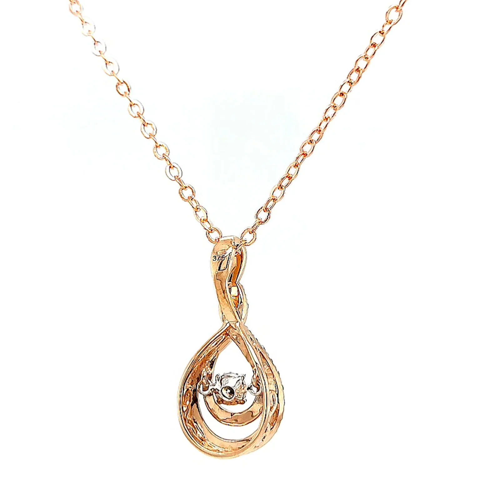 9ct Rose Gold Round Brilliant Cut Dancing Diamond with 0.25 Carat tw of Diamond Pendant - Image 44