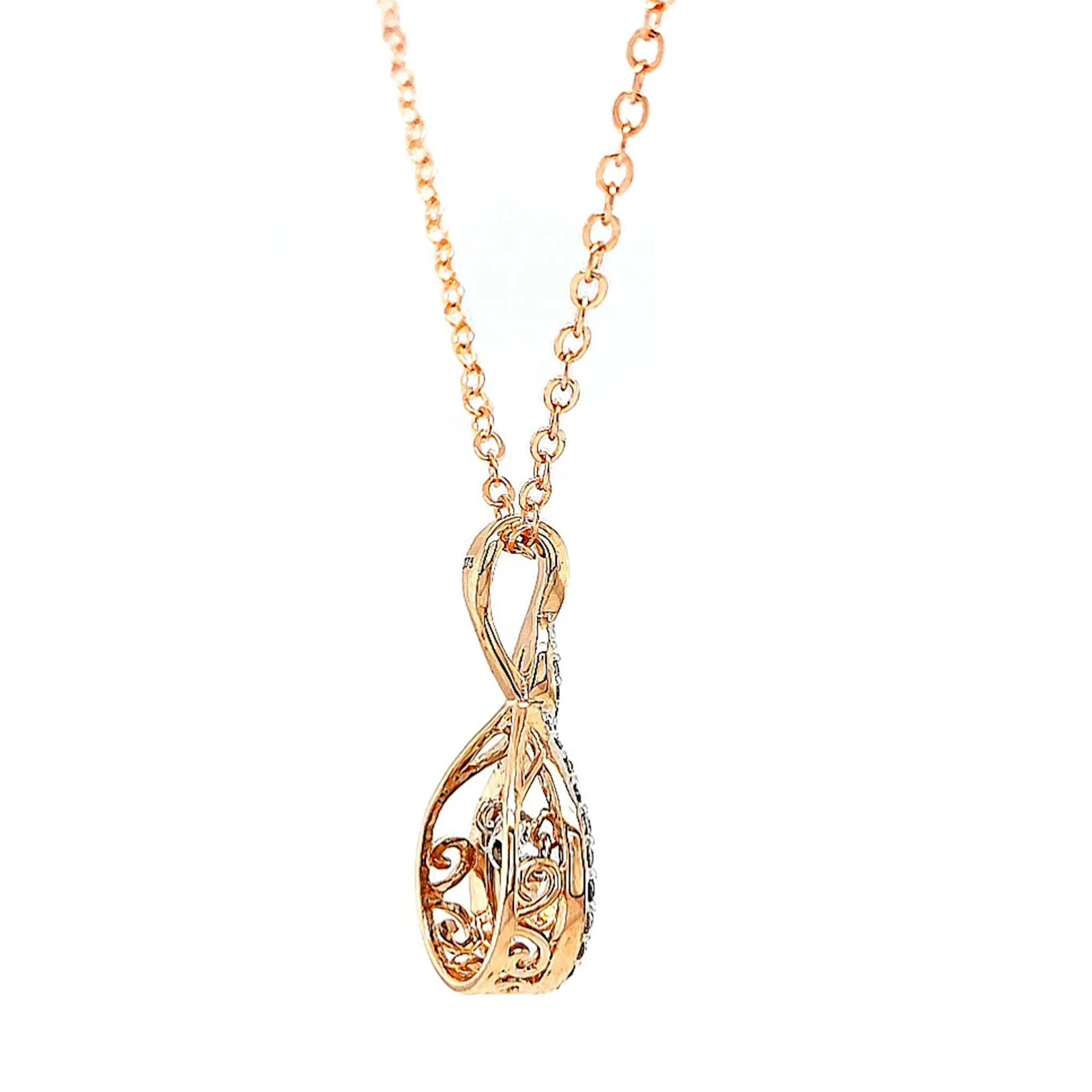 9ct Rose Gold Round Brilliant Cut Dancing Diamond with 0.25 Carat tw of Diamond Pendant - Image 53
