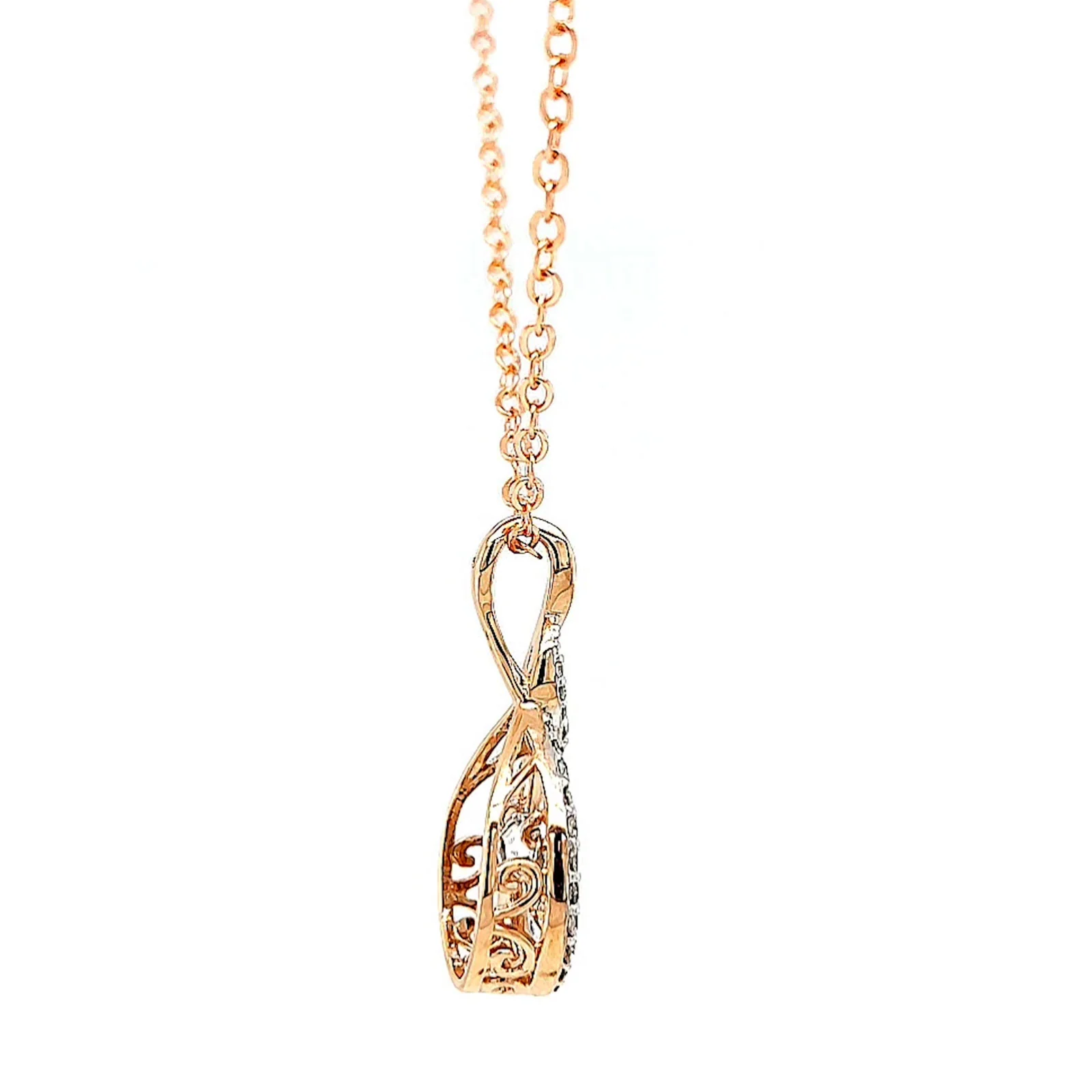 9ct Rose Gold Round Brilliant Cut Dancing Diamond with 0.25 Carat tw of Diamond Pendant - Image 56