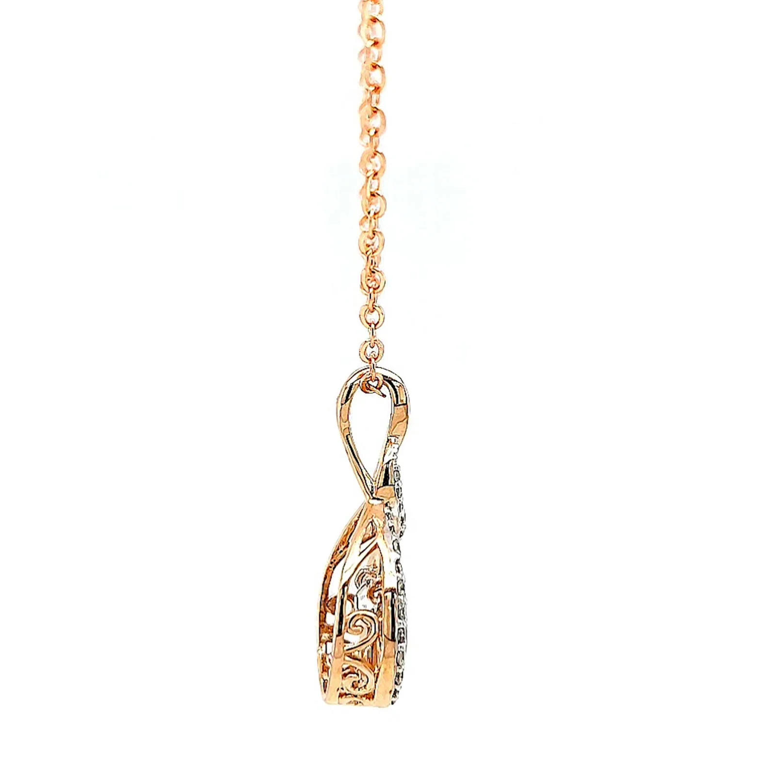 9ct Rose Gold Round Brilliant Cut Dancing Diamond with 0.25 Carat tw of Diamond Pendant - Image 57
