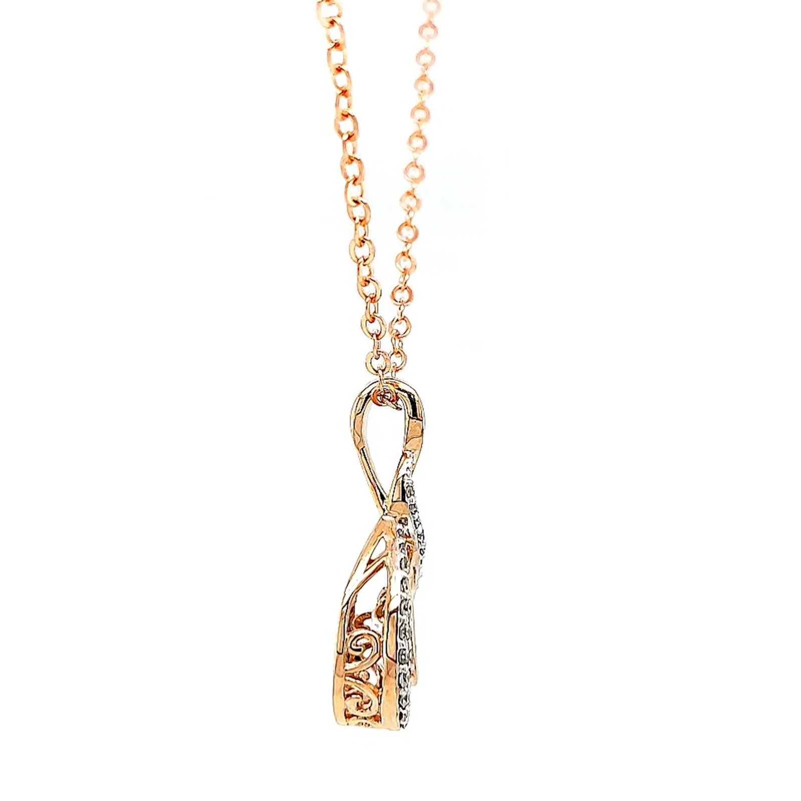 9ct Rose Gold Round Brilliant Cut Dancing Diamond with 0.25 Carat tw of Diamond Pendant - Image 59