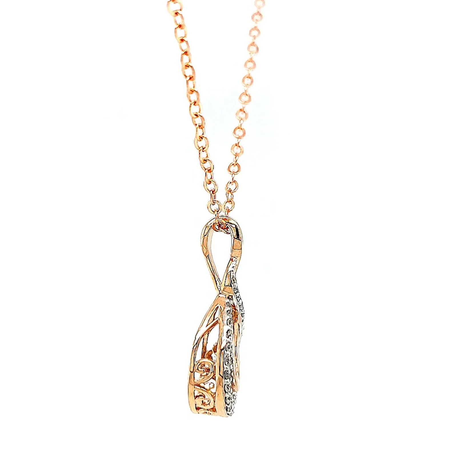 9ct Rose Gold Round Brilliant Cut Dancing Diamond with 0.25 Carat tw of Diamond Pendant - Image 60