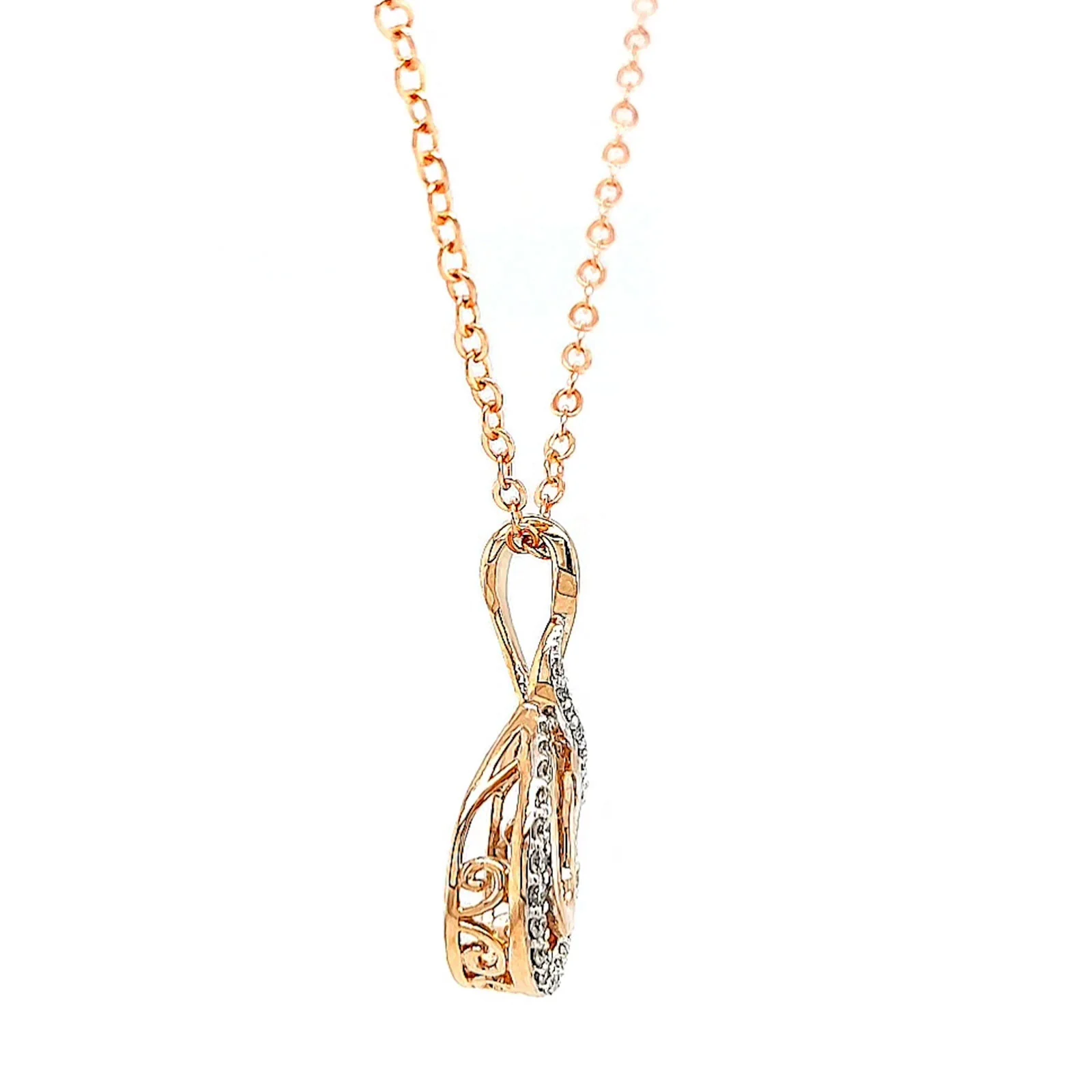 9ct Rose Gold Round Brilliant Cut Dancing Diamond with 0.25 Carat tw of Diamond Pendant - Image 61