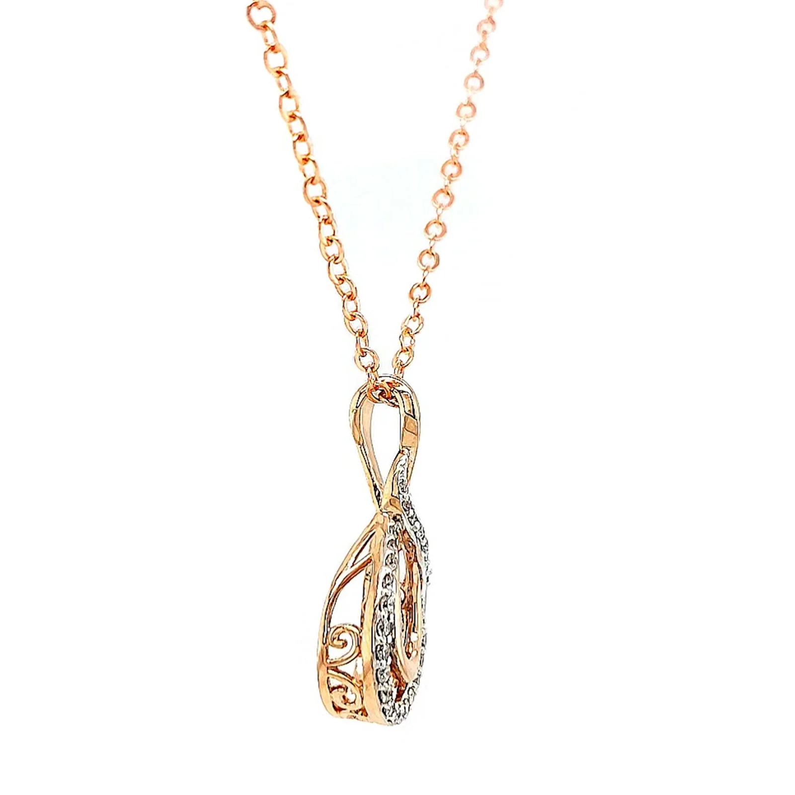 9ct Rose Gold Round Brilliant Cut Dancing Diamond with 0.25 Carat tw of Diamond Pendant - Image 62
