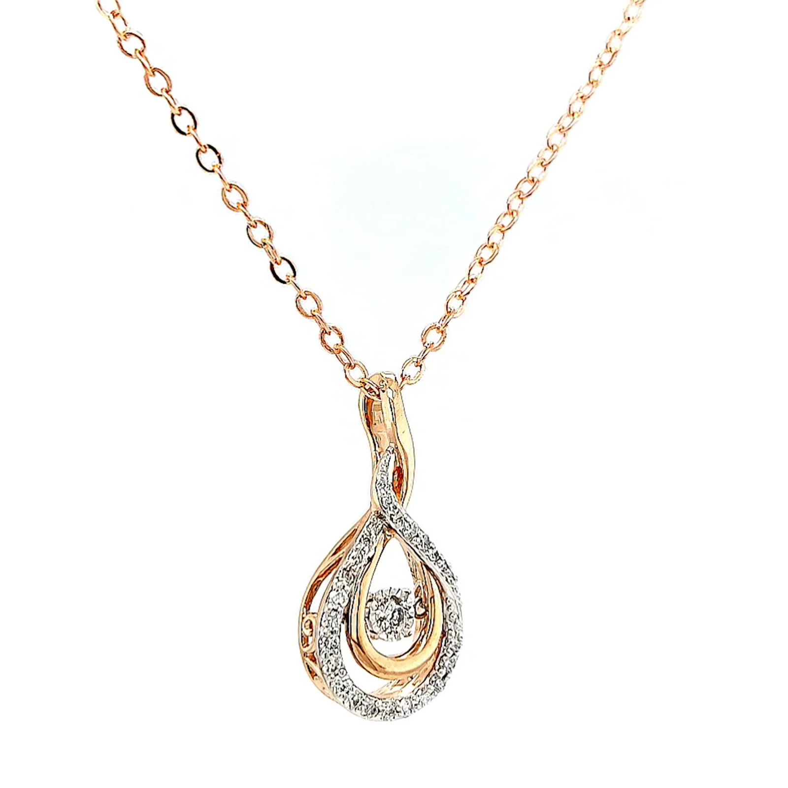 9ct Rose Gold Round Brilliant Cut Dancing Diamond with 0.25 Carat tw of Diamond Pendant - Image 71