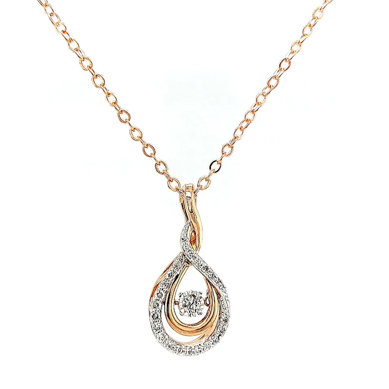 9ct Rose Gold Round Brilliant Cut Dancing Diamond with 0.25 Carat tw of Diamond Pendant - Image 74