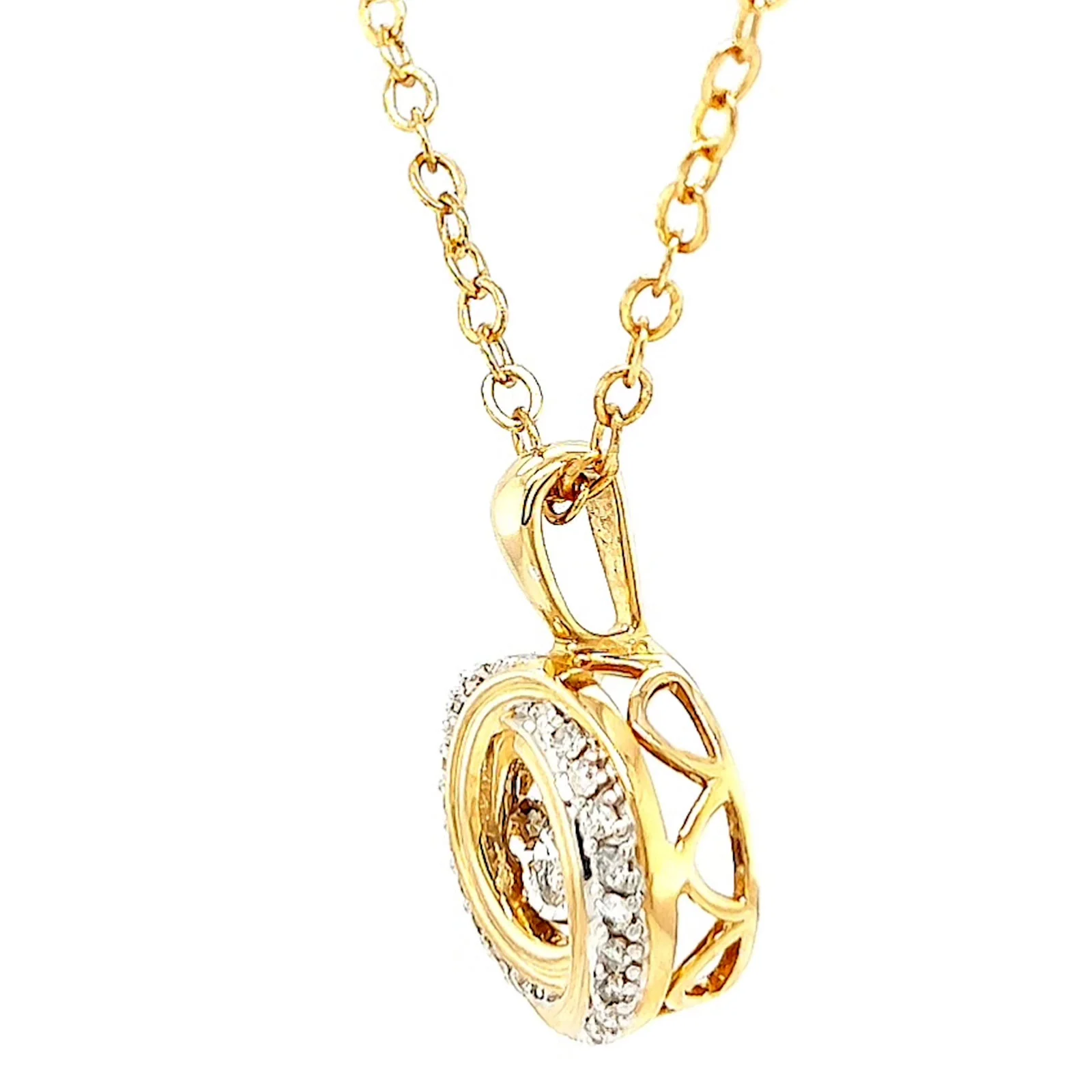 9ct Yellow Gold Round Brilliant Cut Dancing Diamond with 0.20 CARAT tw of Diamond Pendant - Image 14