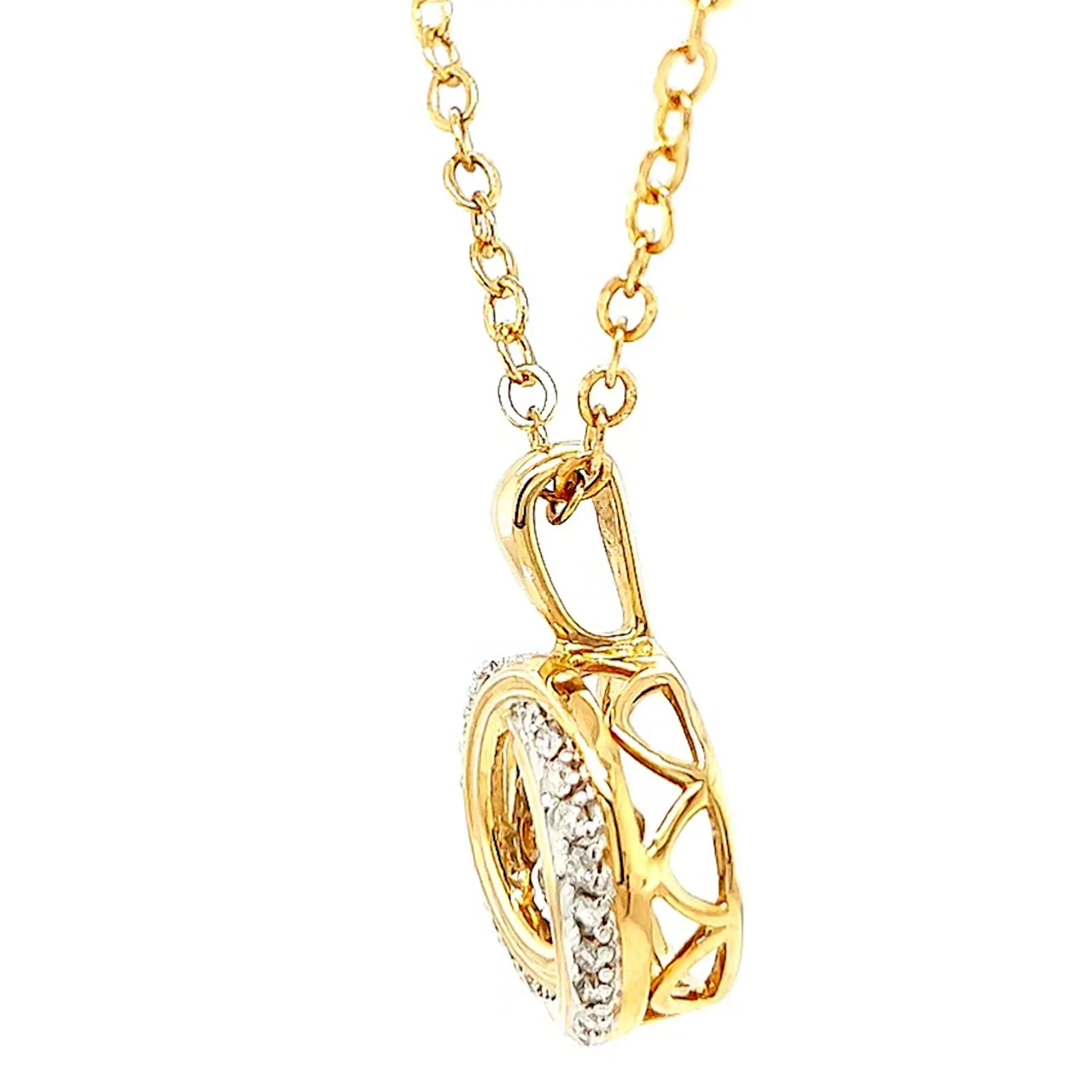 9ct Yellow Gold Round Brilliant Cut Dancing Diamond with 0.20 CARAT tw of Diamond Pendant - Image 16