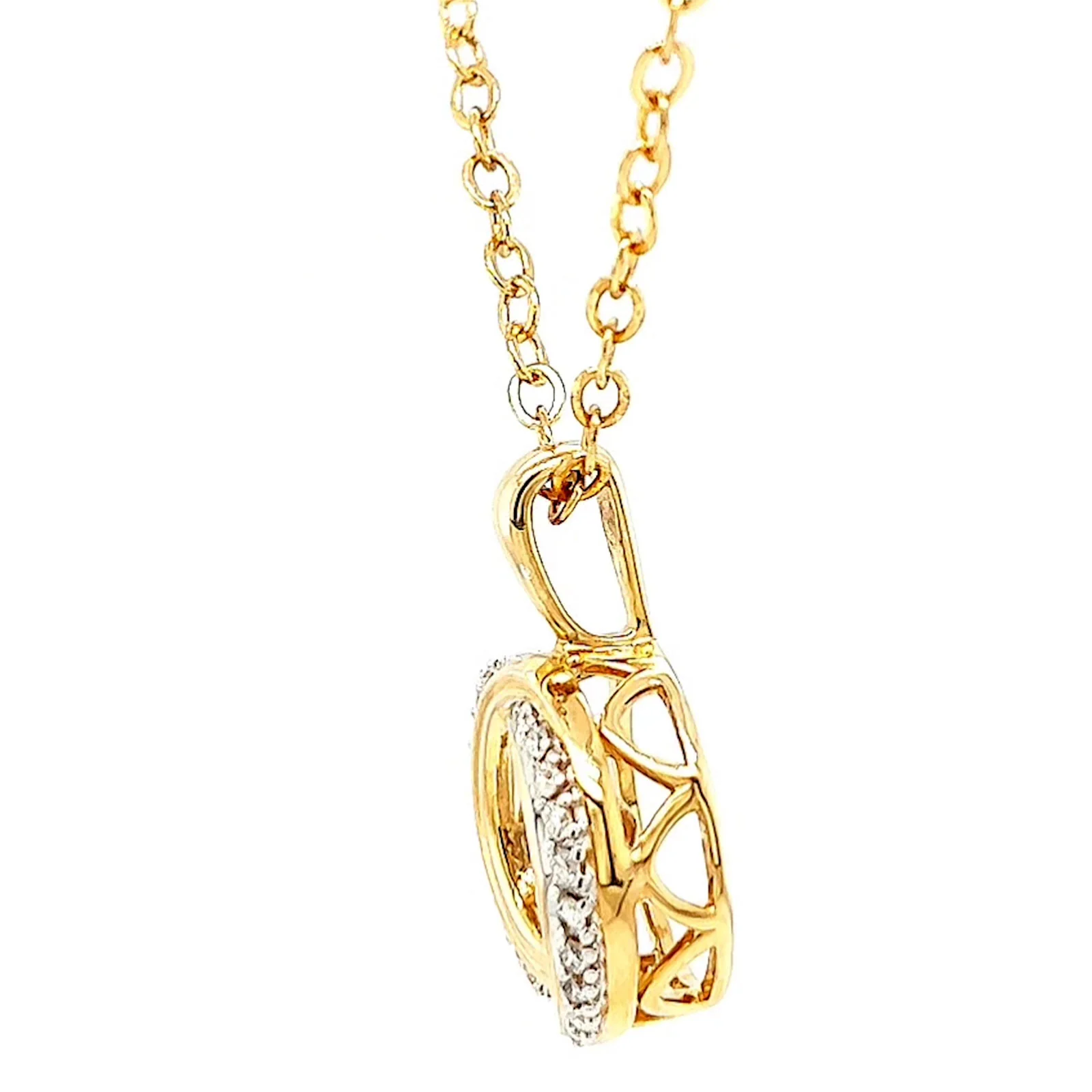 9ct Yellow Gold Round Brilliant Cut Dancing Diamond with 0.20 CARAT tw of Diamond Pendant - Image 17