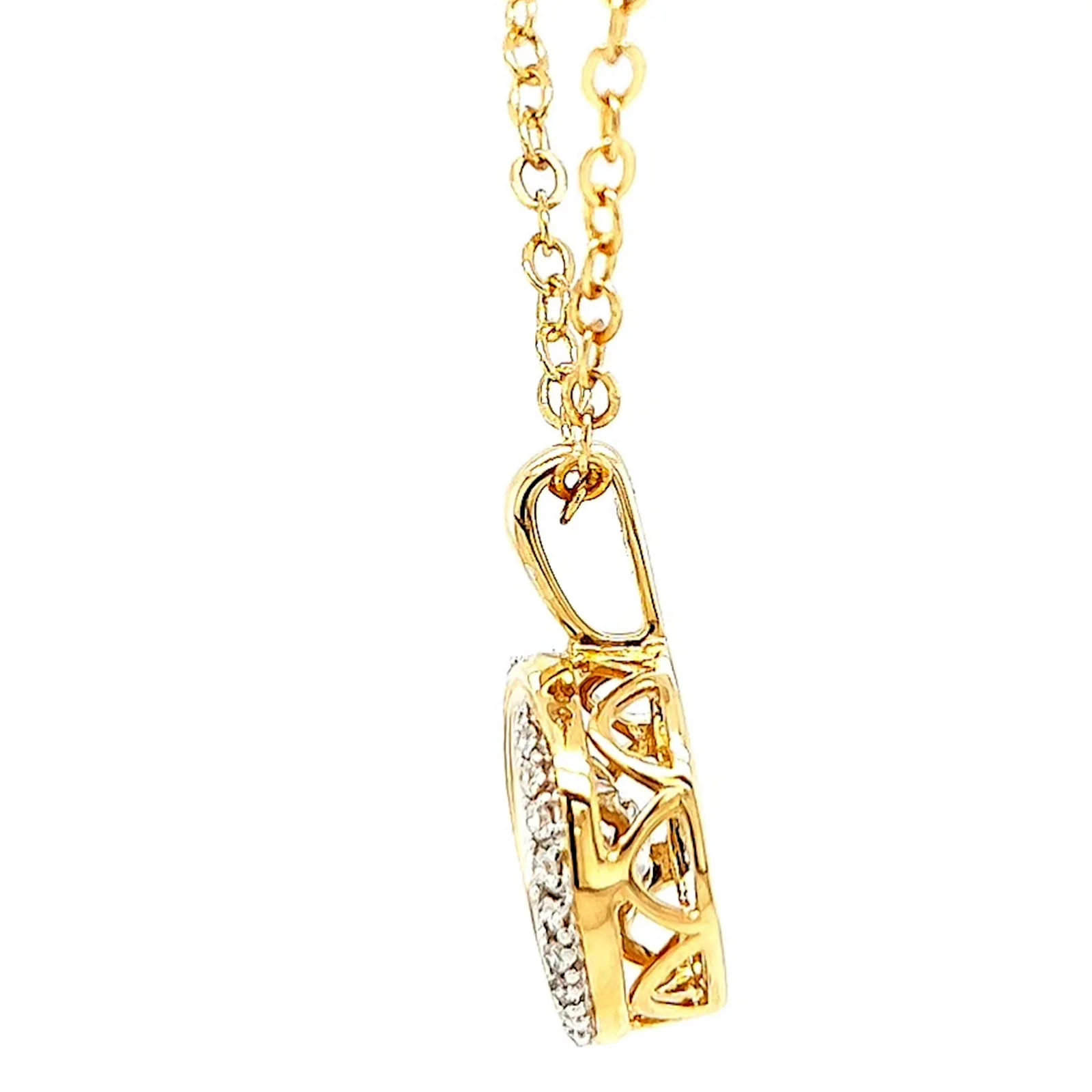 9ct Yellow Gold Round Brilliant Cut Dancing Diamond with 0.20 CARAT tw of Diamond Pendant - Image 19