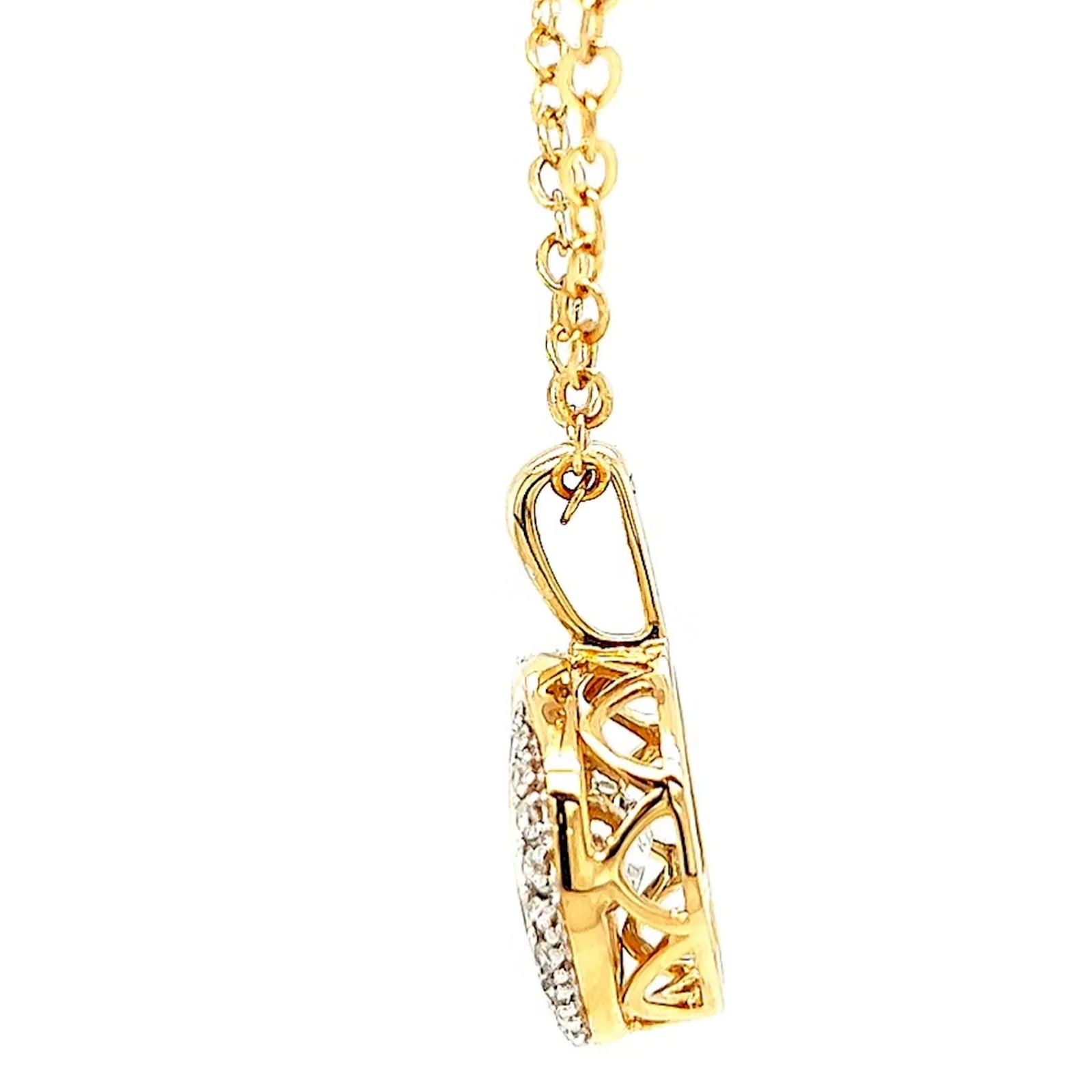 9ct Yellow Gold Round Brilliant Cut Dancing Diamond with 0.20 CARAT tw of Diamond Pendant - Image 20
