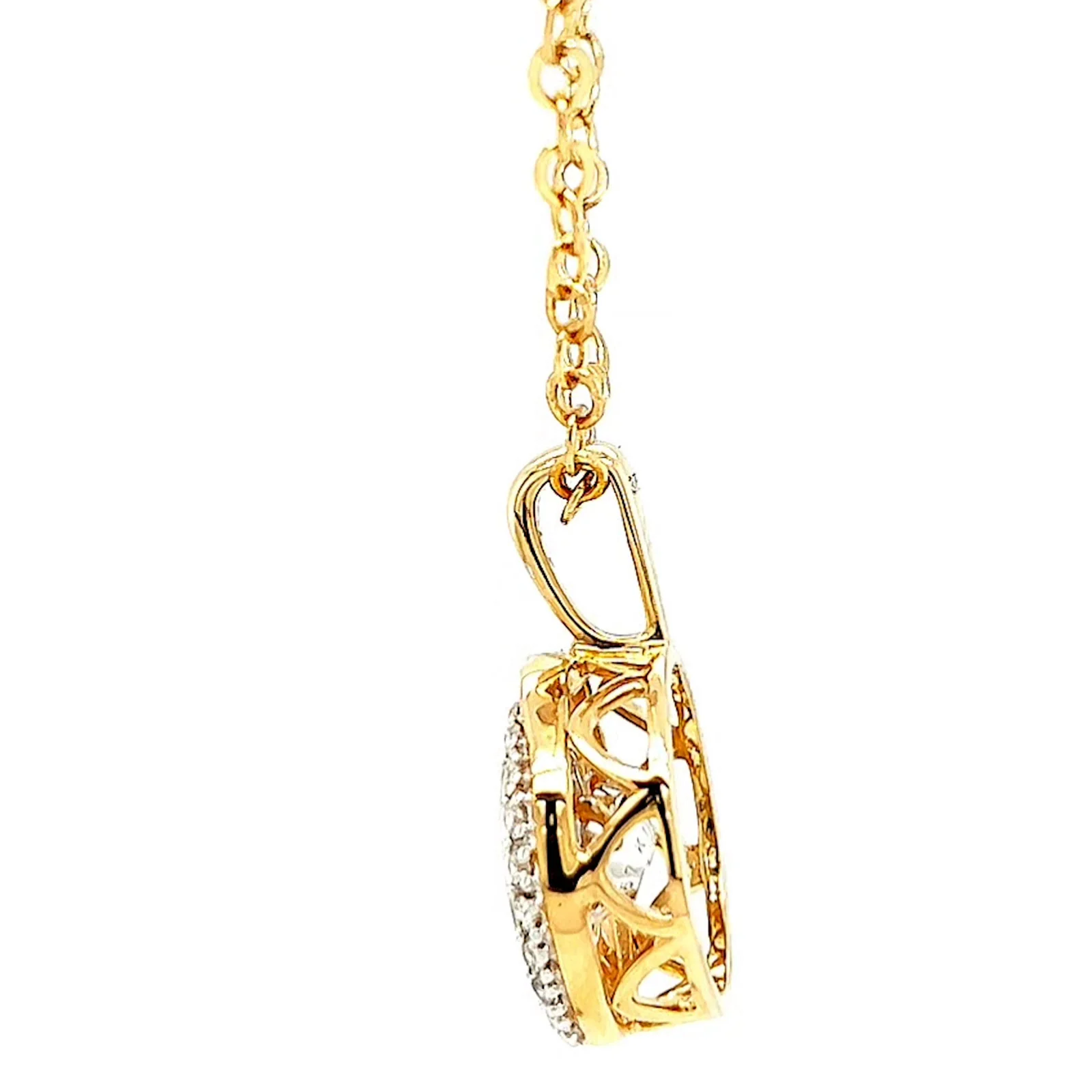 9ct Yellow Gold Round Brilliant Cut Dancing Diamond with 0.20 CARAT tw of Diamond Pendant - Image 21