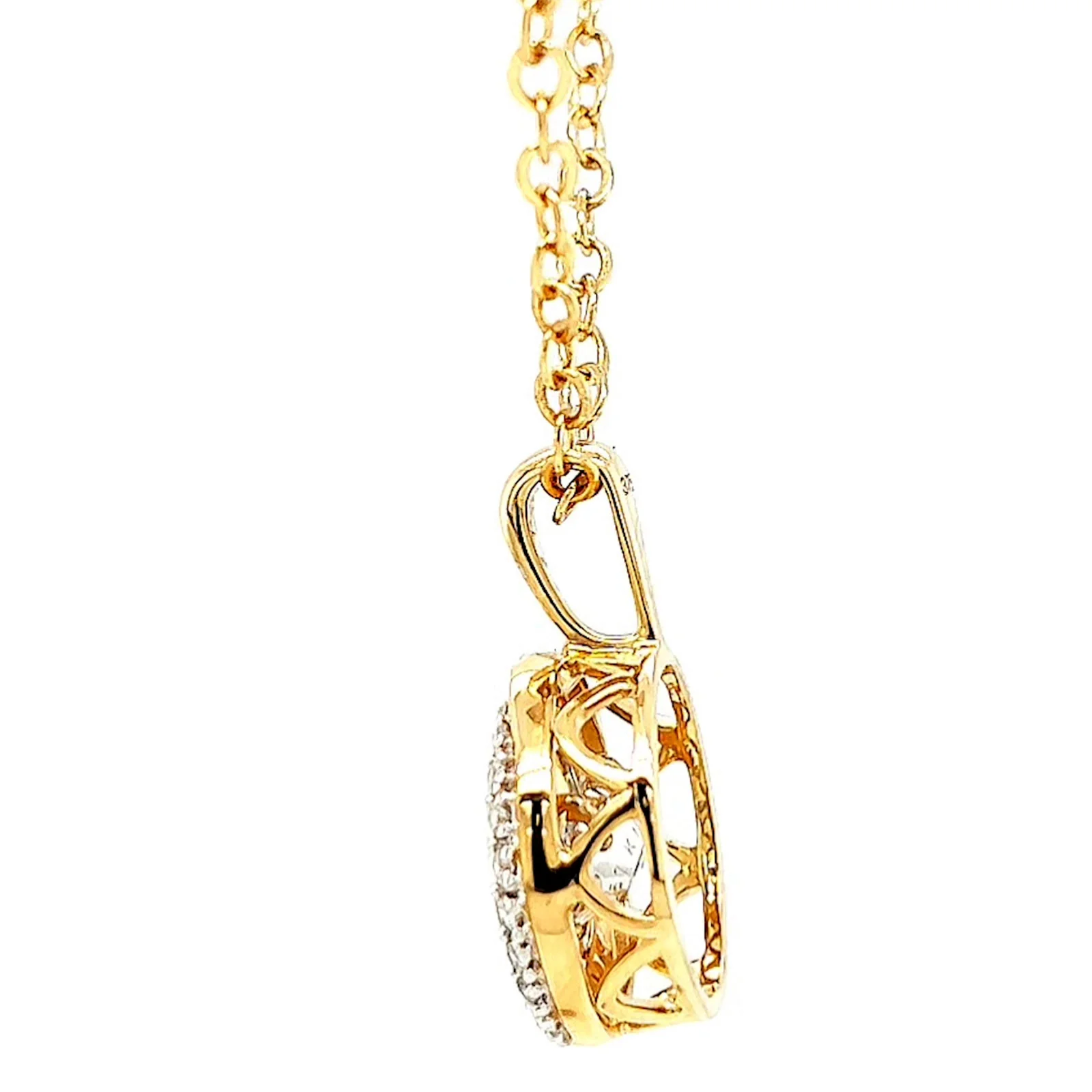 9ct Yellow Gold Round Brilliant Cut Dancing Diamond with 0.20 CARAT tw of Diamond Pendant - Image 22