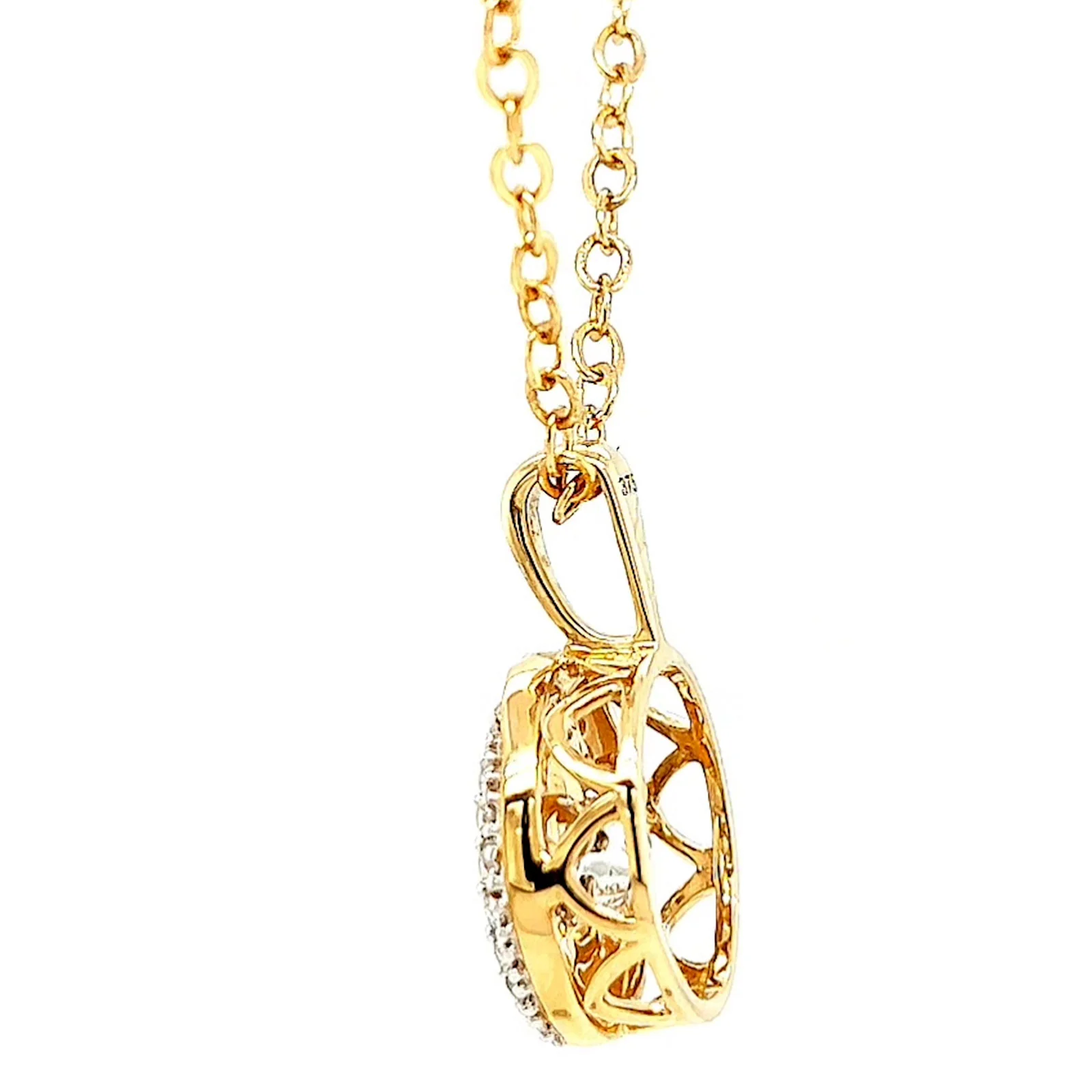 9ct Yellow Gold Round Brilliant Cut Dancing Diamond with 0.20 CARAT tw of Diamond Pendant - Image 23