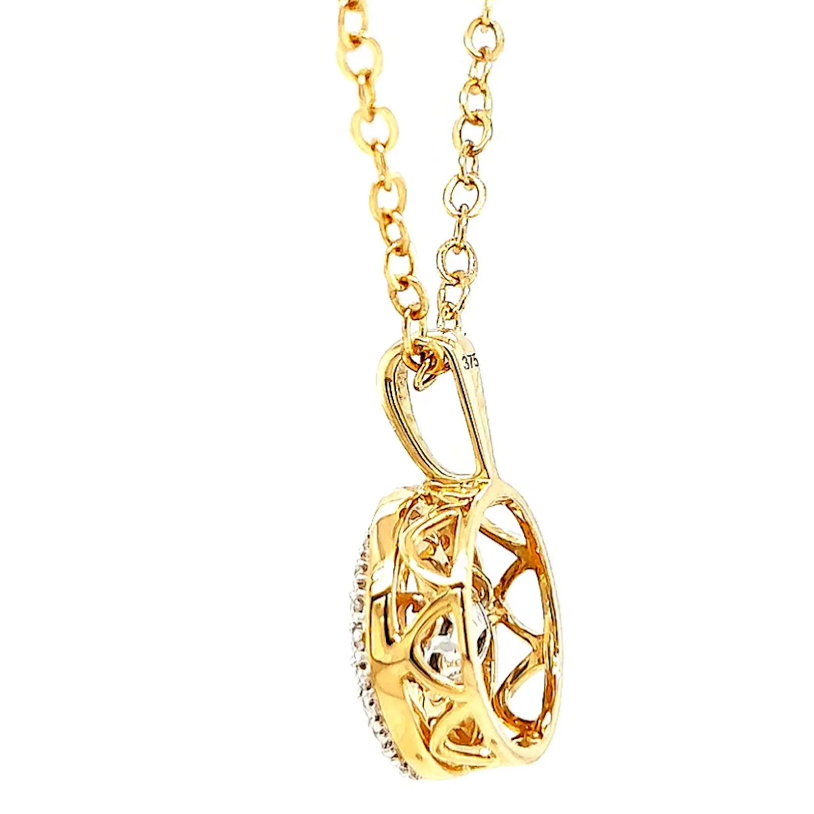 9ct Yellow Gold Round Brilliant Cut Dancing Diamond with 0.20 CARAT tw of Diamond Pendant - Image 24