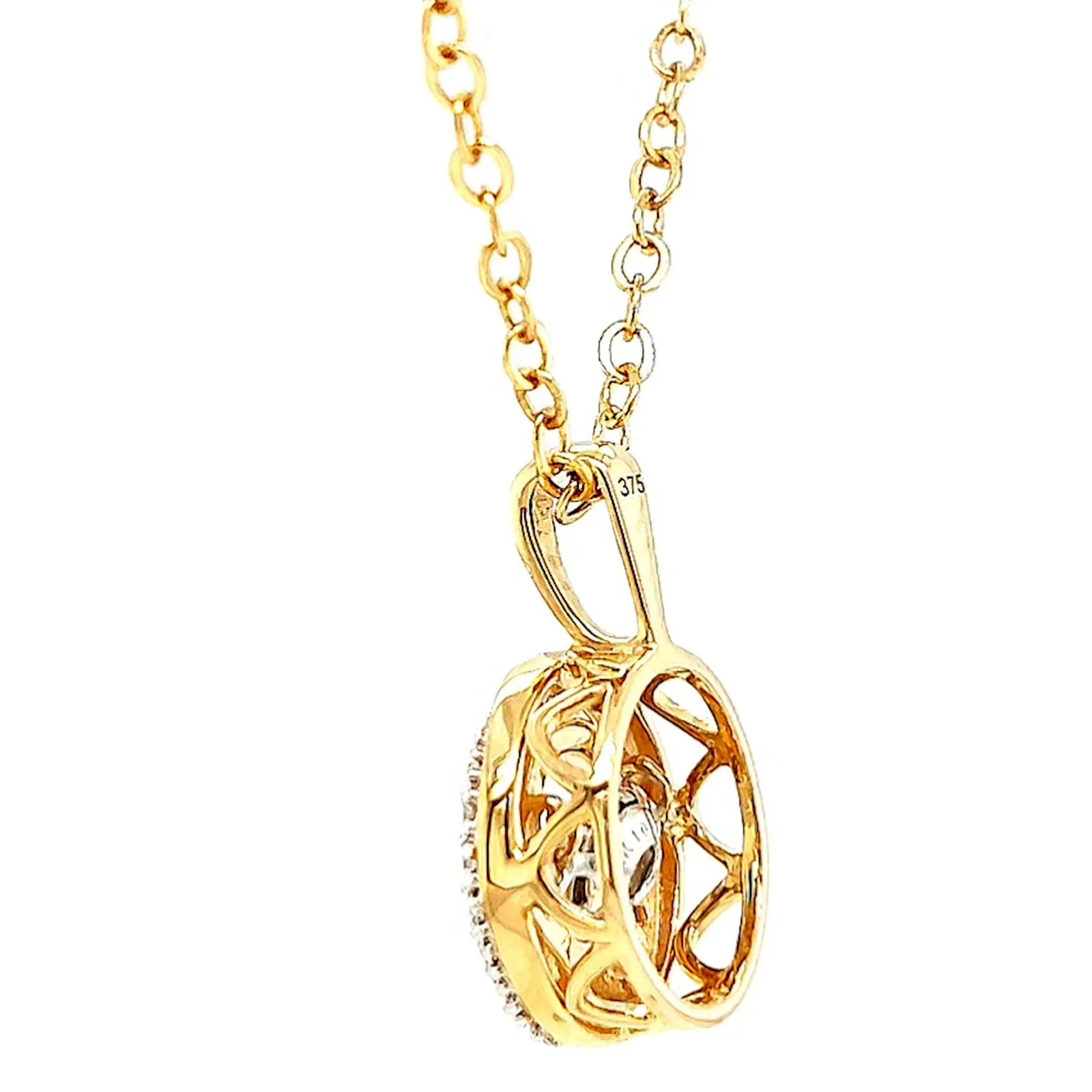 9ct Yellow Gold Round Brilliant Cut Dancing Diamond with 0.20 CARAT tw of Diamond Pendant - Image 25