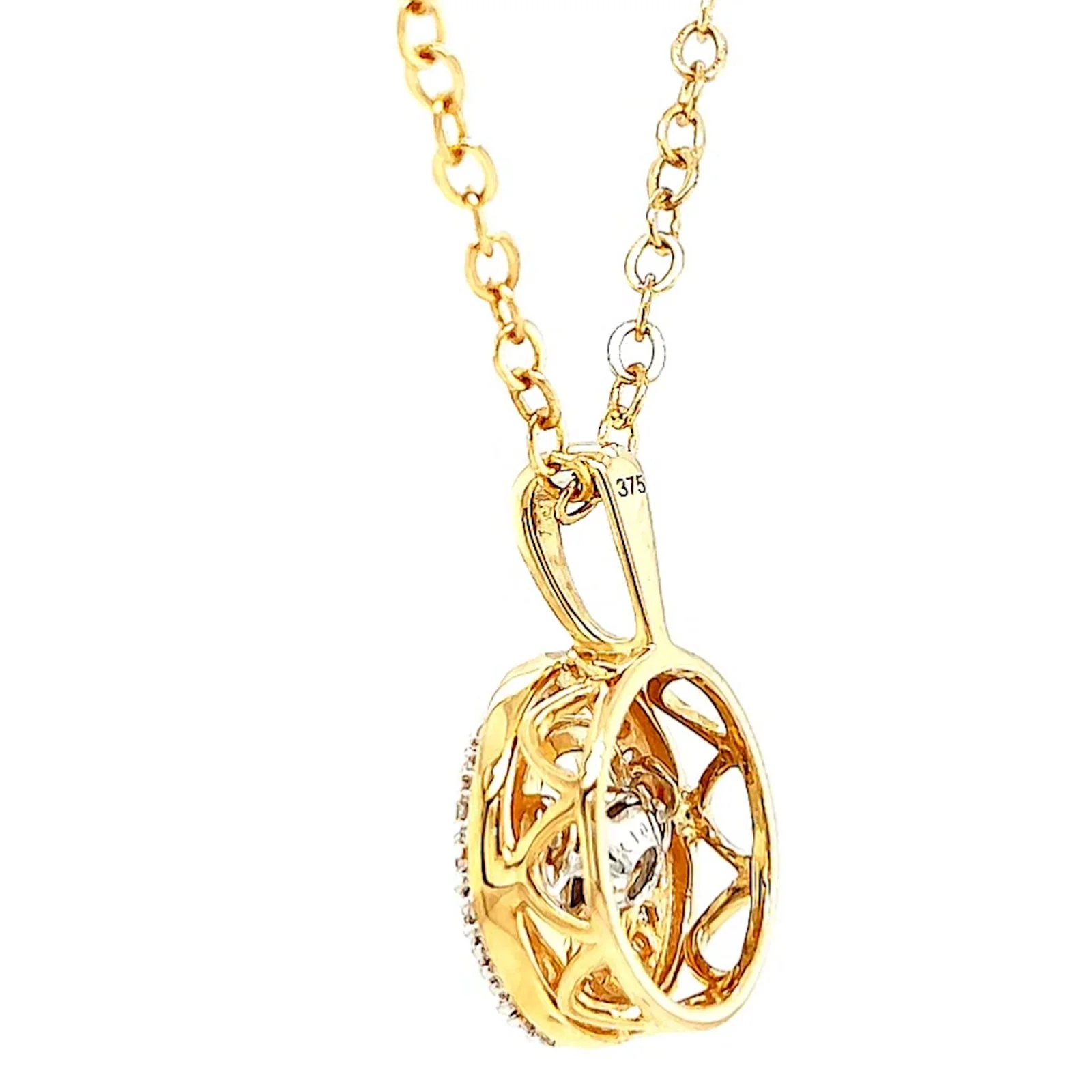 9ct Yellow Gold Round Brilliant Cut Dancing Diamond with 0.20 CARAT tw of Diamond Pendant - Image 26