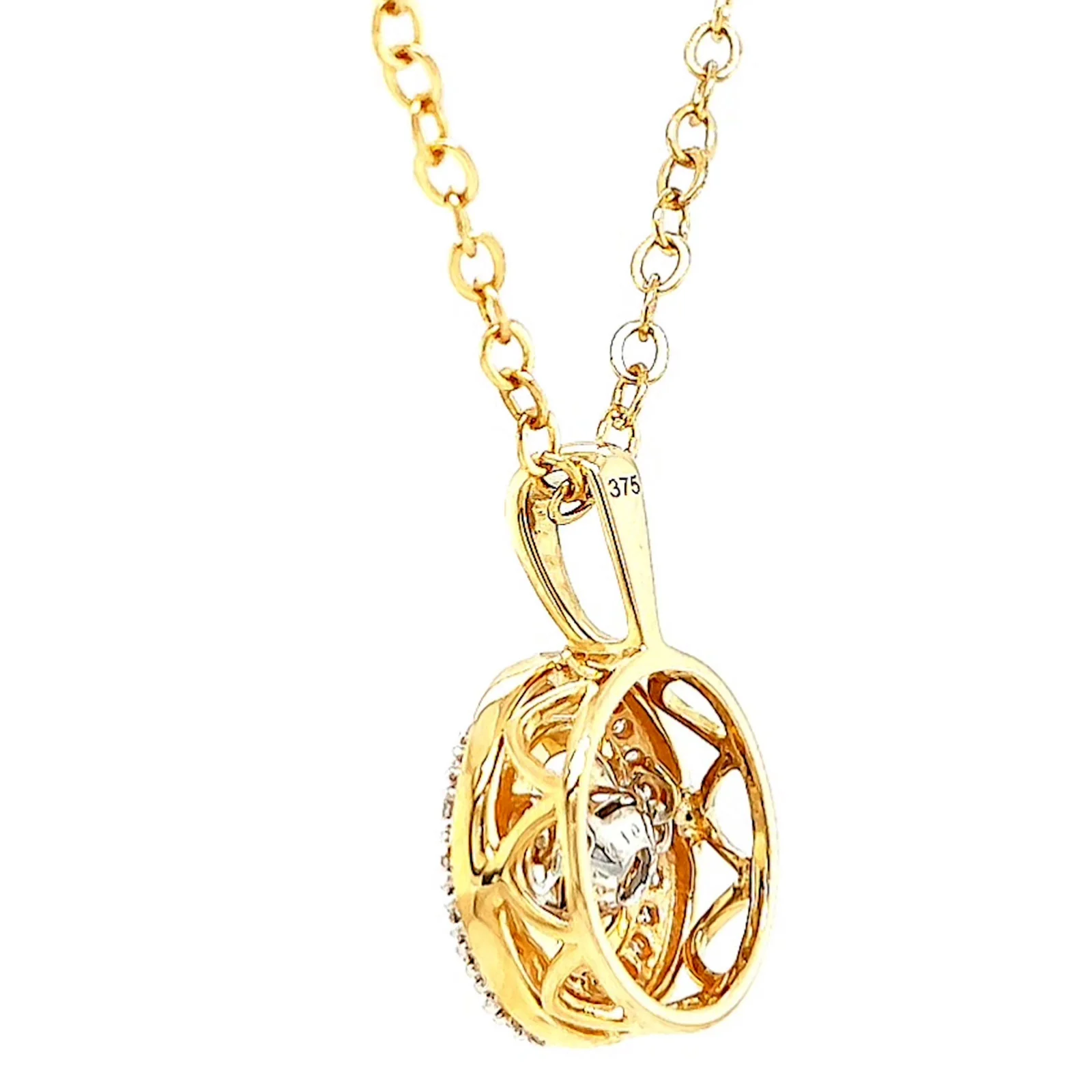 9ct Yellow Gold Round Brilliant Cut Dancing Diamond with 0.20 CARAT tw of Diamond Pendant - Image 27
