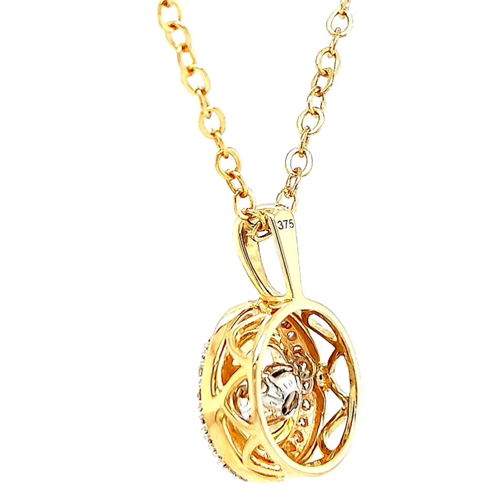 9ct Yellow Gold Round Brilliant Cut Dancing Diamond with 0.20 CARAT tw of Diamond Pendant - Image 28