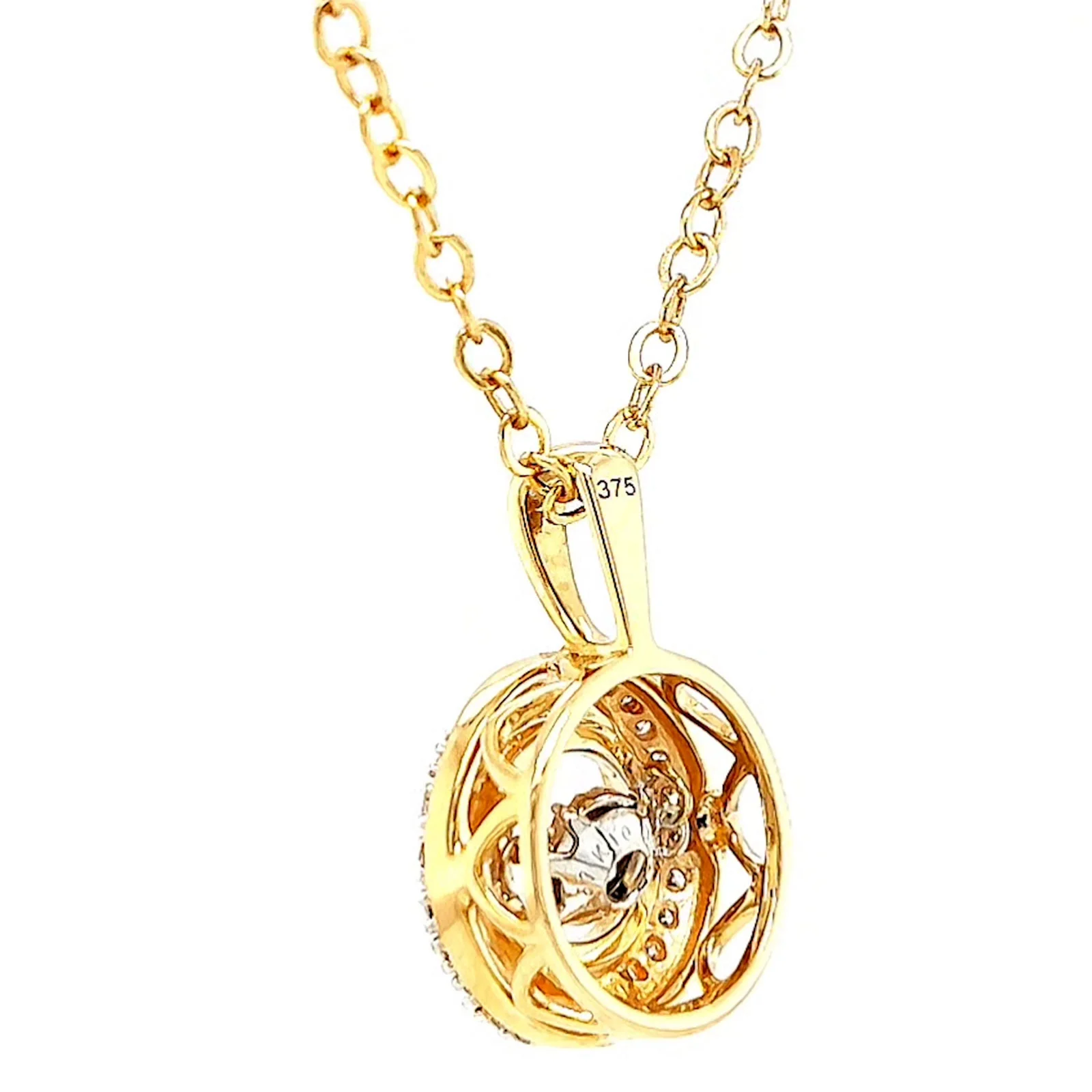 9ct Yellow Gold Round Brilliant Cut Dancing Diamond with 0.20 CARAT tw of Diamond Pendant - Image 29