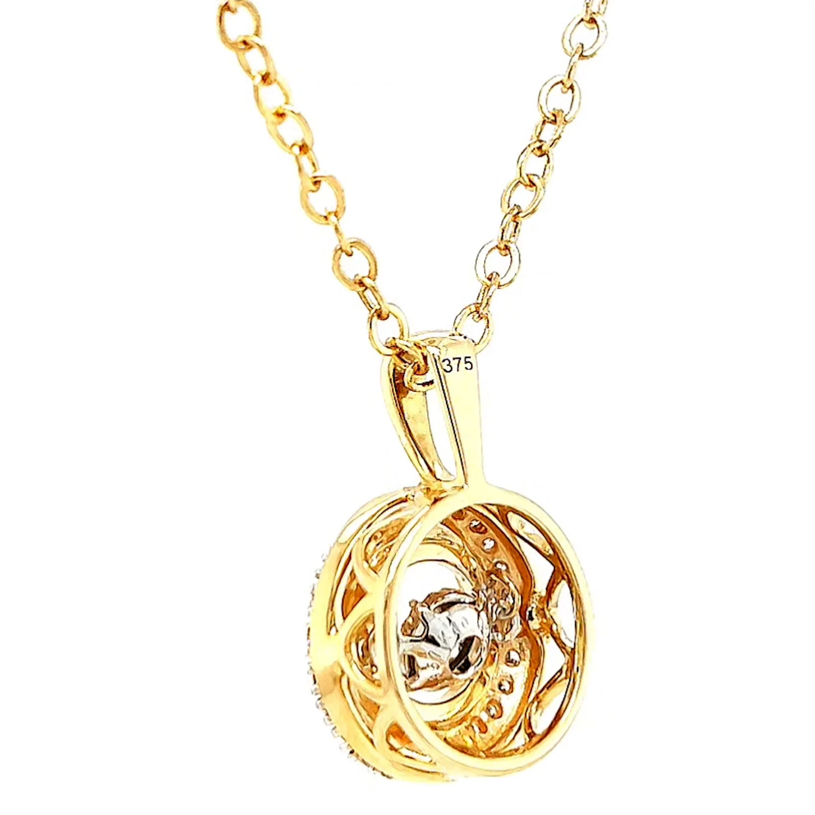 9ct Yellow Gold Round Brilliant Cut Dancing Diamond with 0.20 CARAT tw of Diamond Pendant - Image 30
