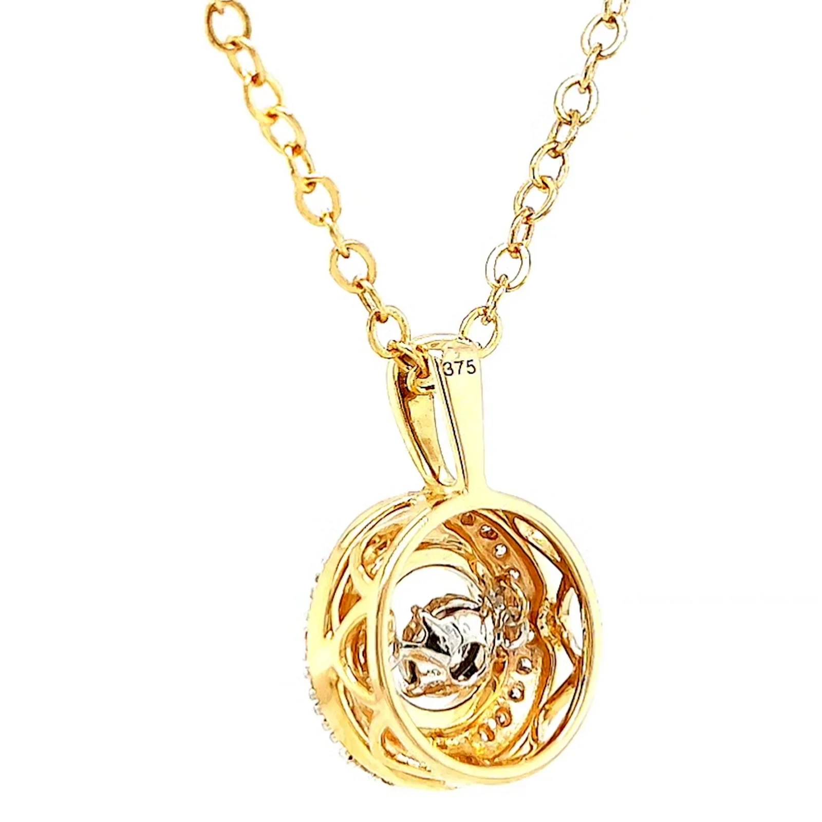 9ct Yellow Gold Round Brilliant Cut Dancing Diamond with 0.20 CARAT tw of Diamond Pendant - Image 31