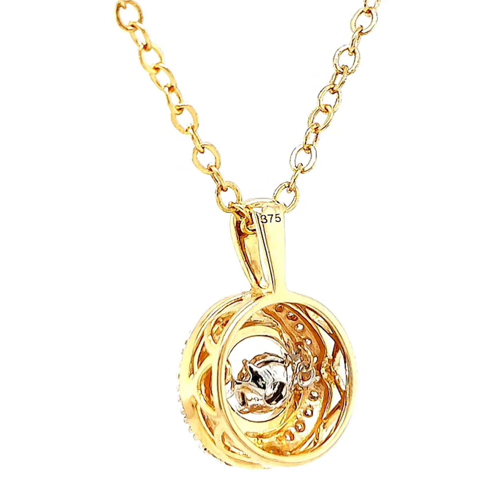 9ct Yellow Gold Round Brilliant Cut Dancing Diamond with 0.20 CARAT tw of Diamond Pendant - Image 32