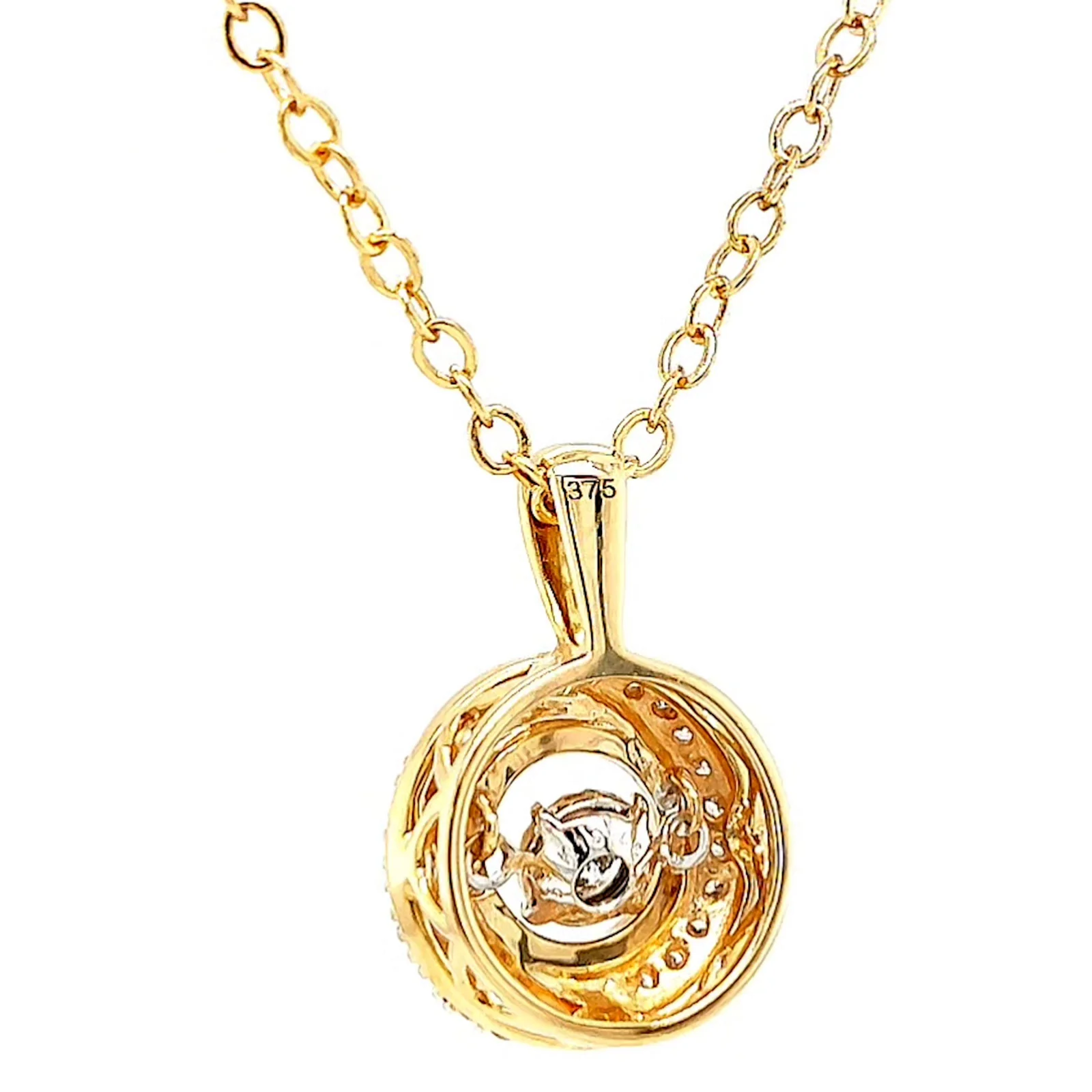9ct Yellow Gold Round Brilliant Cut Dancing Diamond with 0.20 CARAT tw of Diamond Pendant - Image 34