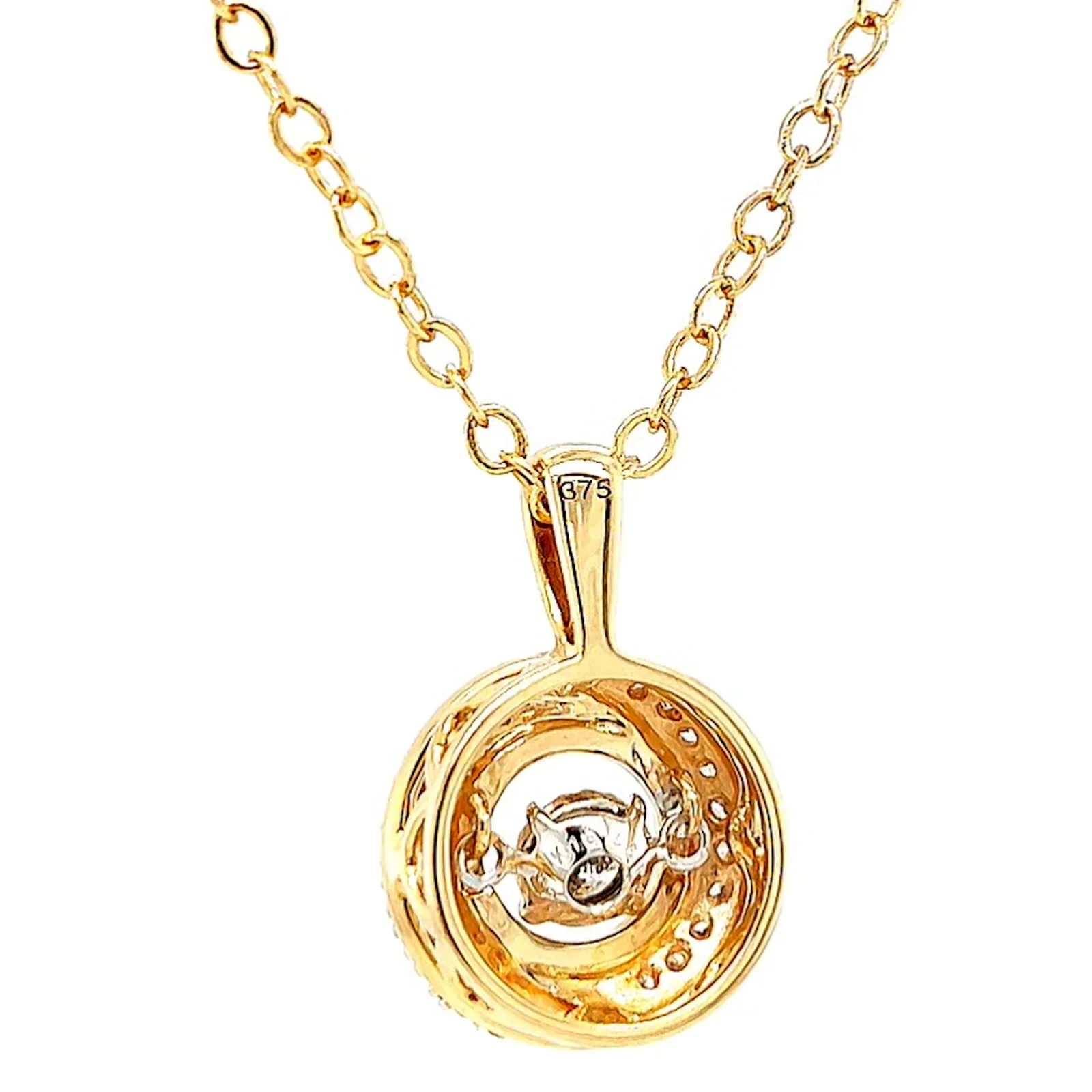 9ct Yellow Gold Round Brilliant Cut Dancing Diamond with 0.20 CARAT tw of Diamond Pendant - Image 35
