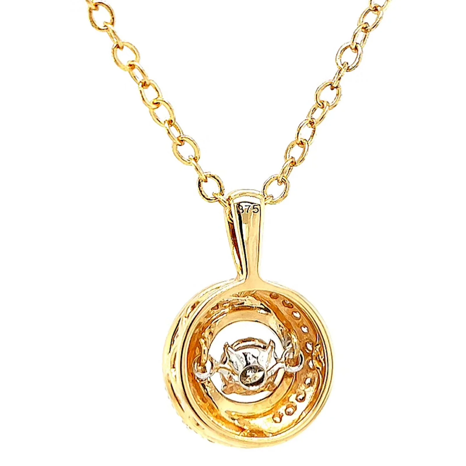 9ct Yellow Gold Round Brilliant Cut Dancing Diamond with 0.20 CARAT tw of Diamond Pendant - Image 36