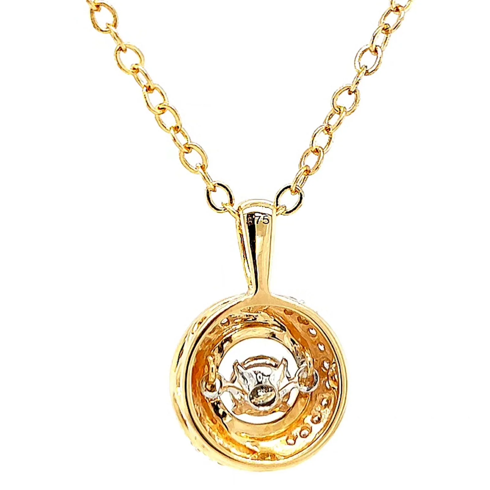 9ct Yellow Gold Round Brilliant Cut Dancing Diamond with 0.20 CARAT tw of Diamond Pendant - Image 37